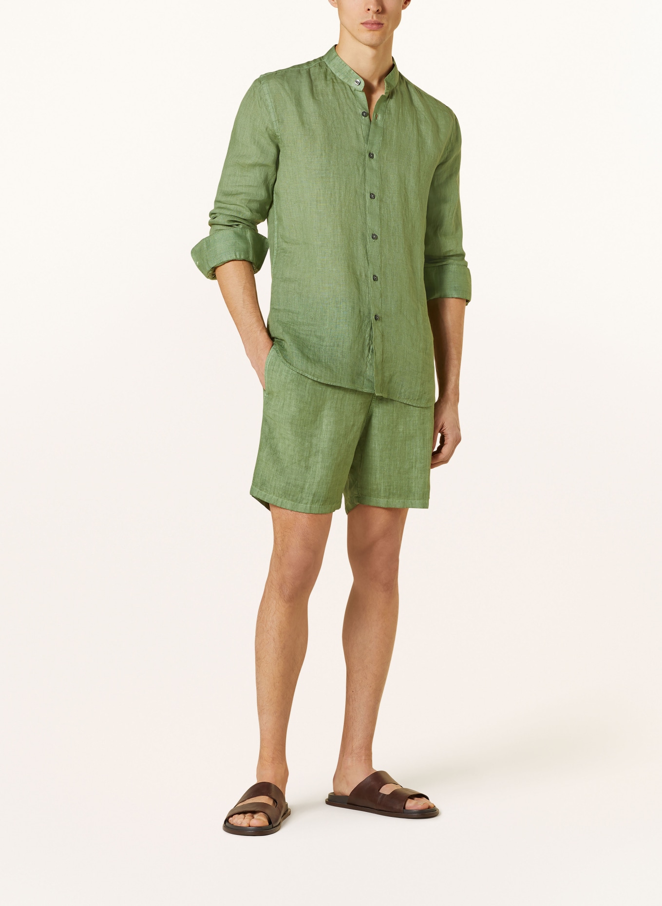 120%lino Linen shirt slim fit, Color: GREEN (Image 2)