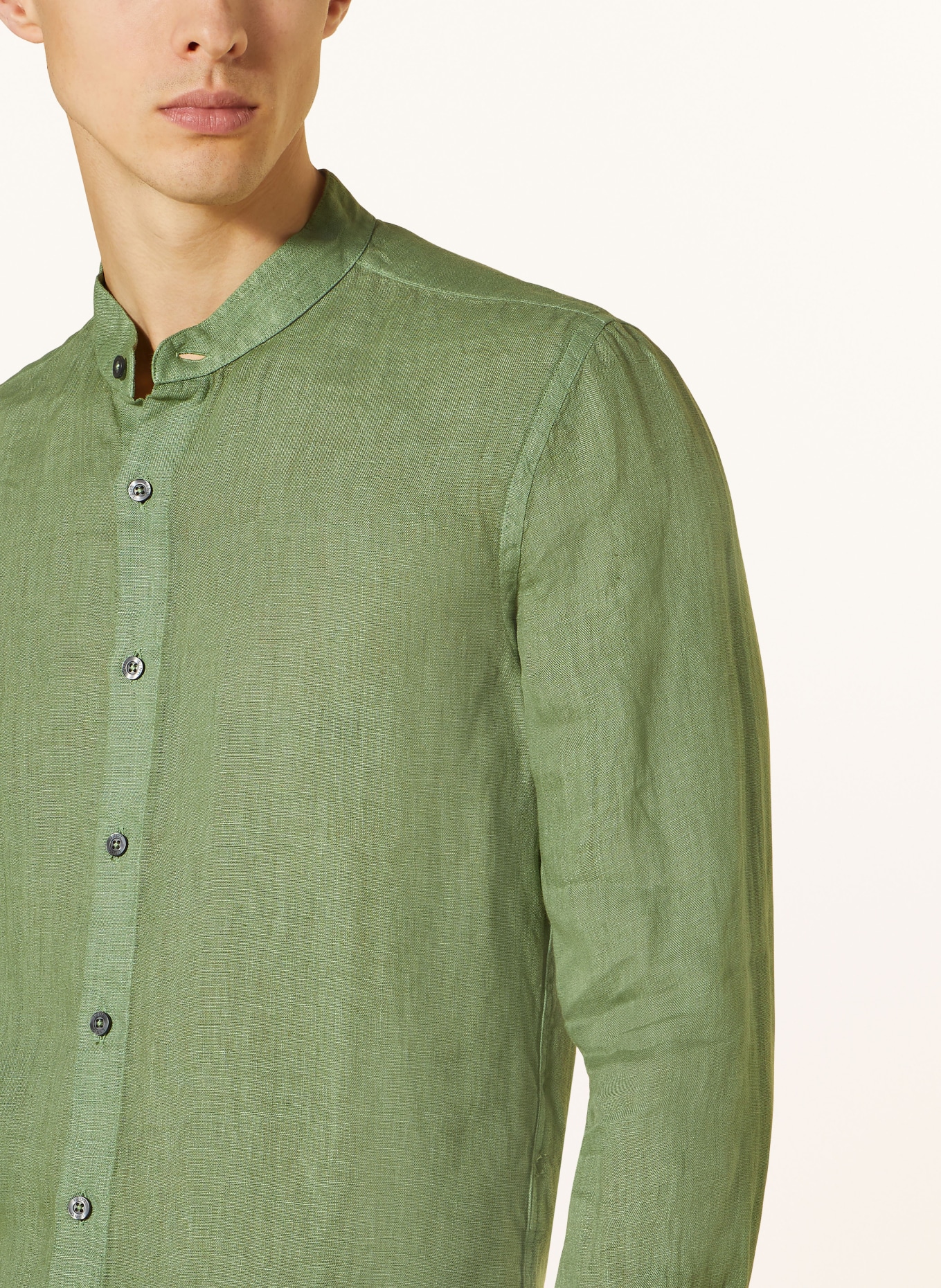 120%lino Linen shirt slim fit, Color: GREEN (Image 4)