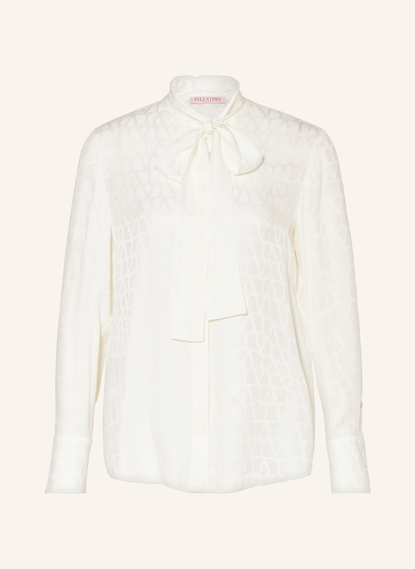 VALENTINO Bow-tie blouse in silk, Color: WHITE (Image 1)