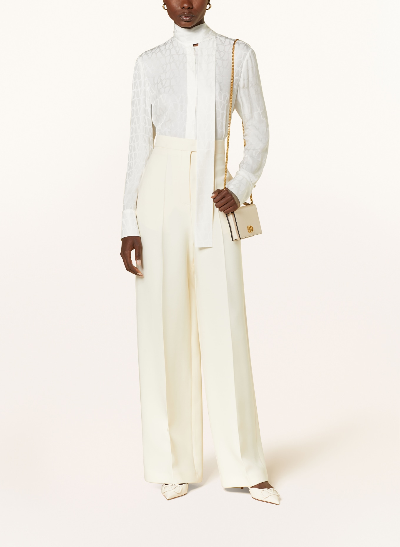 VALENTINO Bow-tie blouse in silk, Color: WHITE (Image 2)