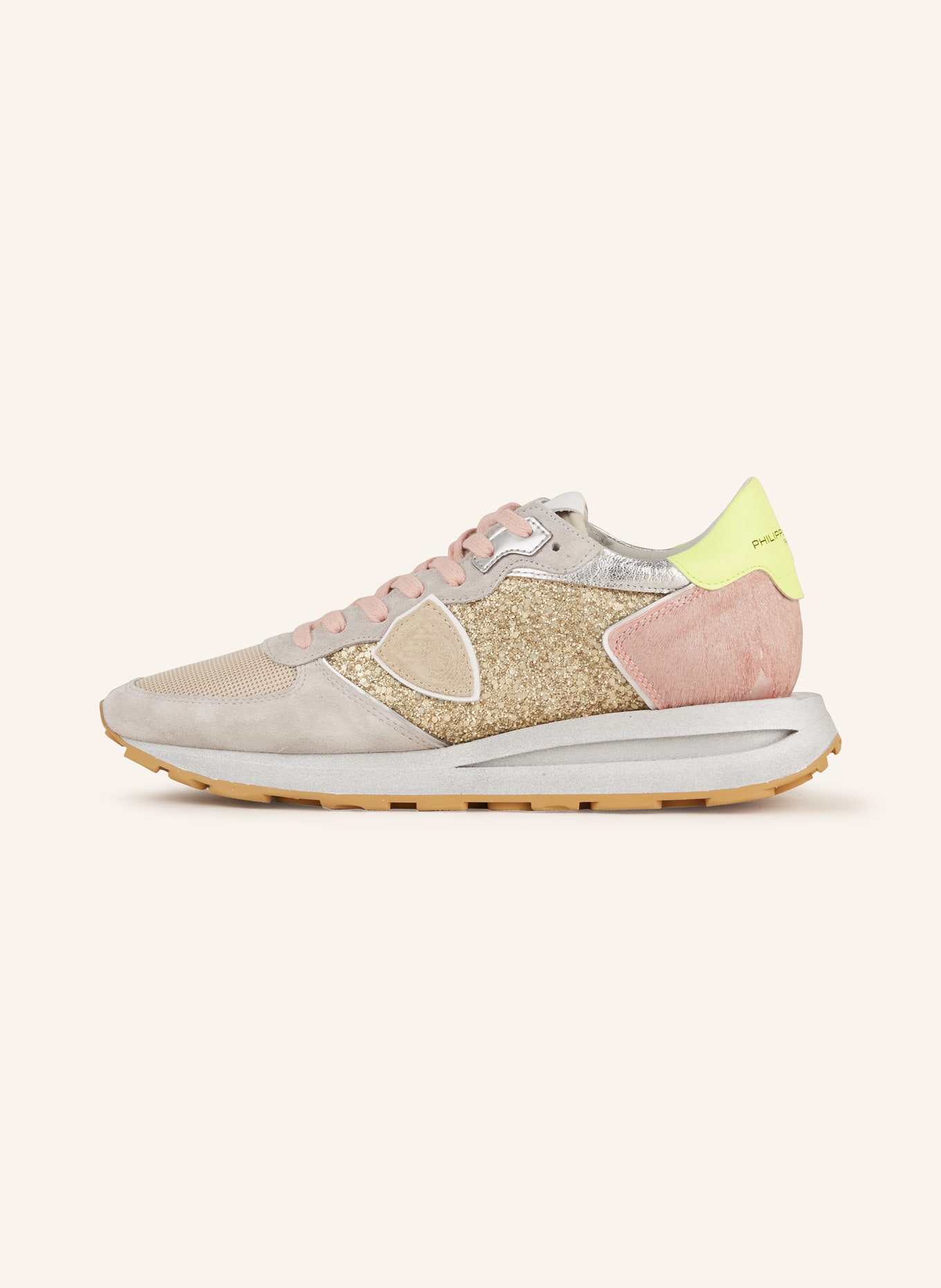 PHILIPPE MODEL Sneakers TROPEZ HAUTE with sequins, Color: GOLD/ GRAY (Image 4)