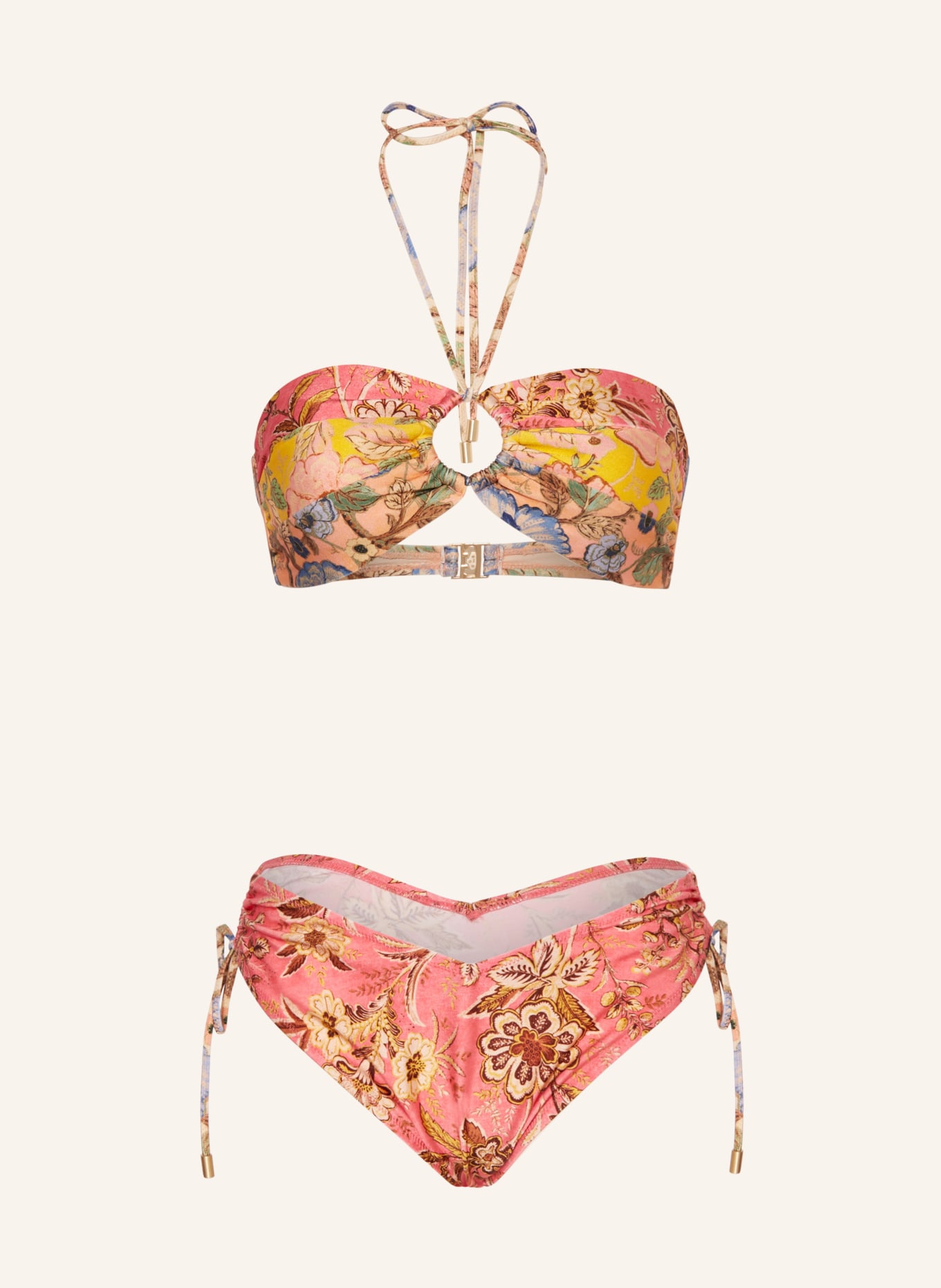 ZIMMERMANN Bandeau bikini top JUNIE, Color: PINK/ YELLOW/ BROWN (Image 1)