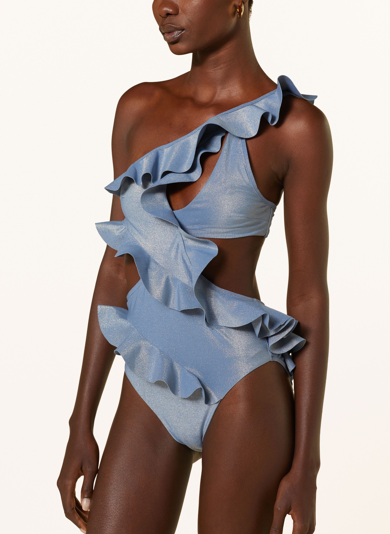 ZIMMERMANN One-shoulder swimsuit AUGUST with glitter thread, Color: LIGHT BLUE (Image 4)