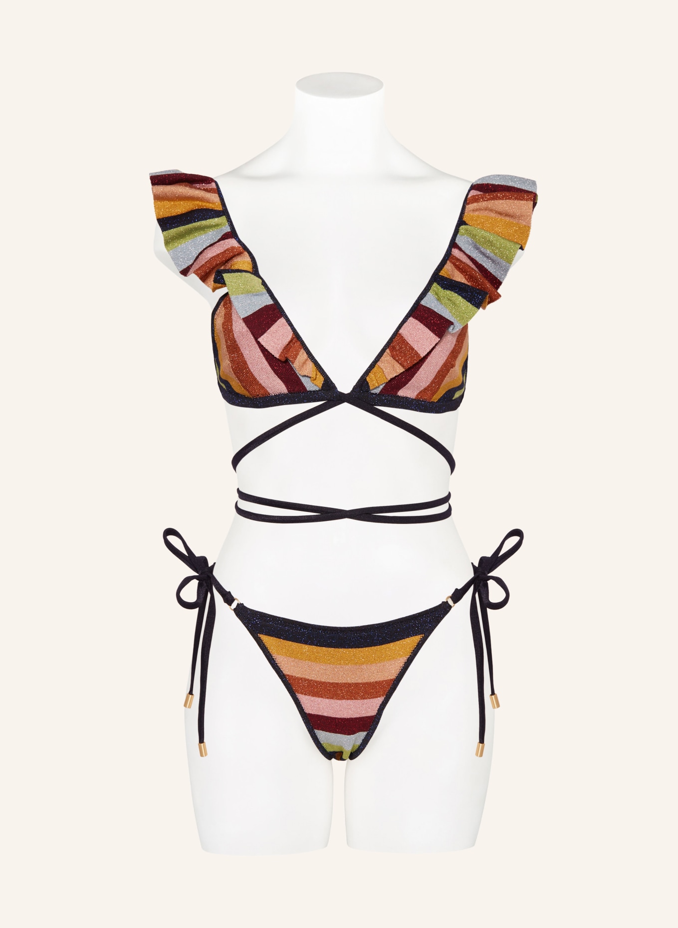 ZIMMERMANN Bikini trójkątne ALIGHT z błyszczącą przędzą, Kolor: GRANATOWY/ CIEMNOŻÓŁTY/ CIEMNOCZERWONY (Obrazek 2)