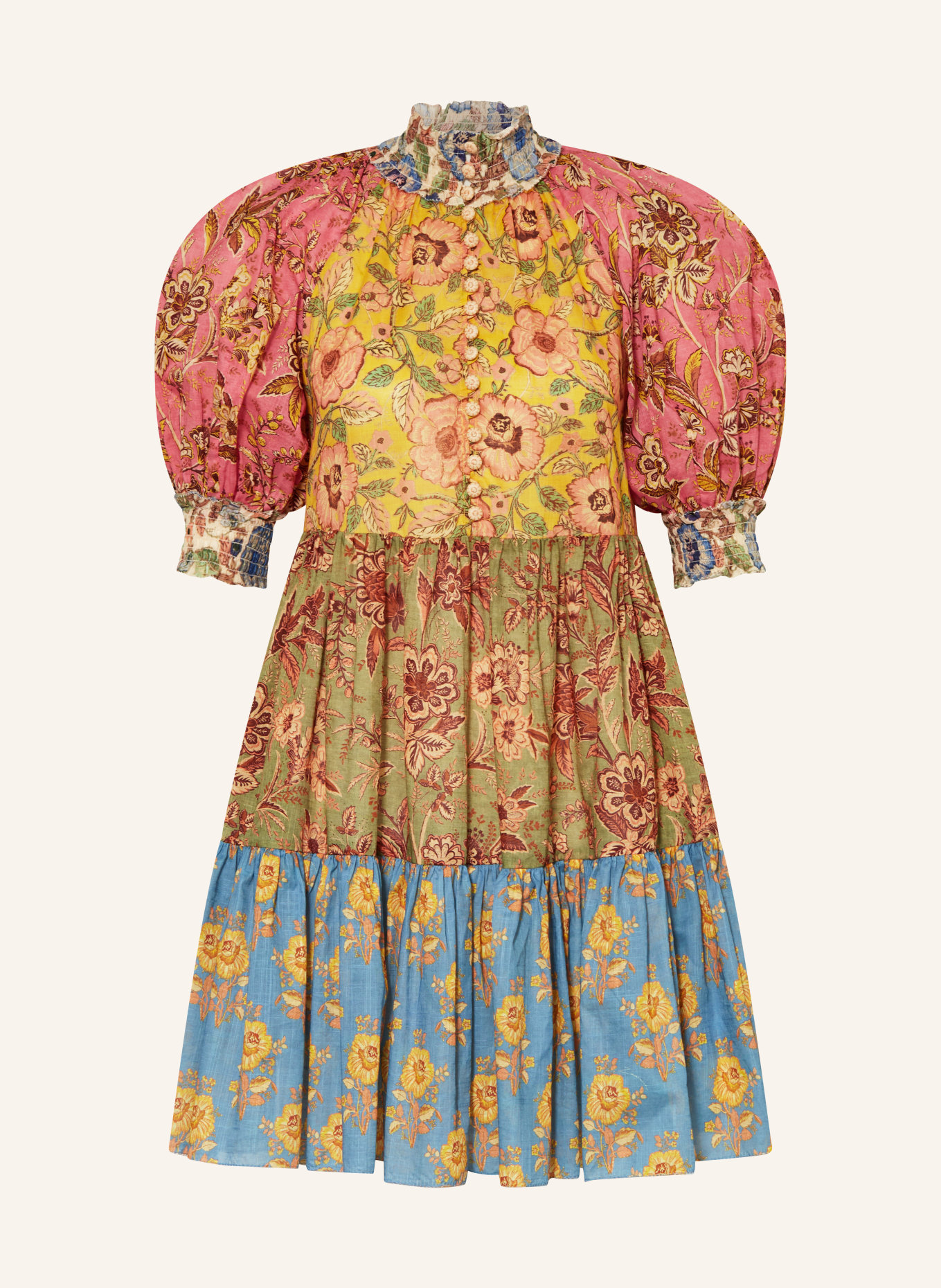 ZIMMERMANN Kleid JUNIE LANTERN, Farbe: OLIV/ DUNKELGELB/ ROT (Bild 1)