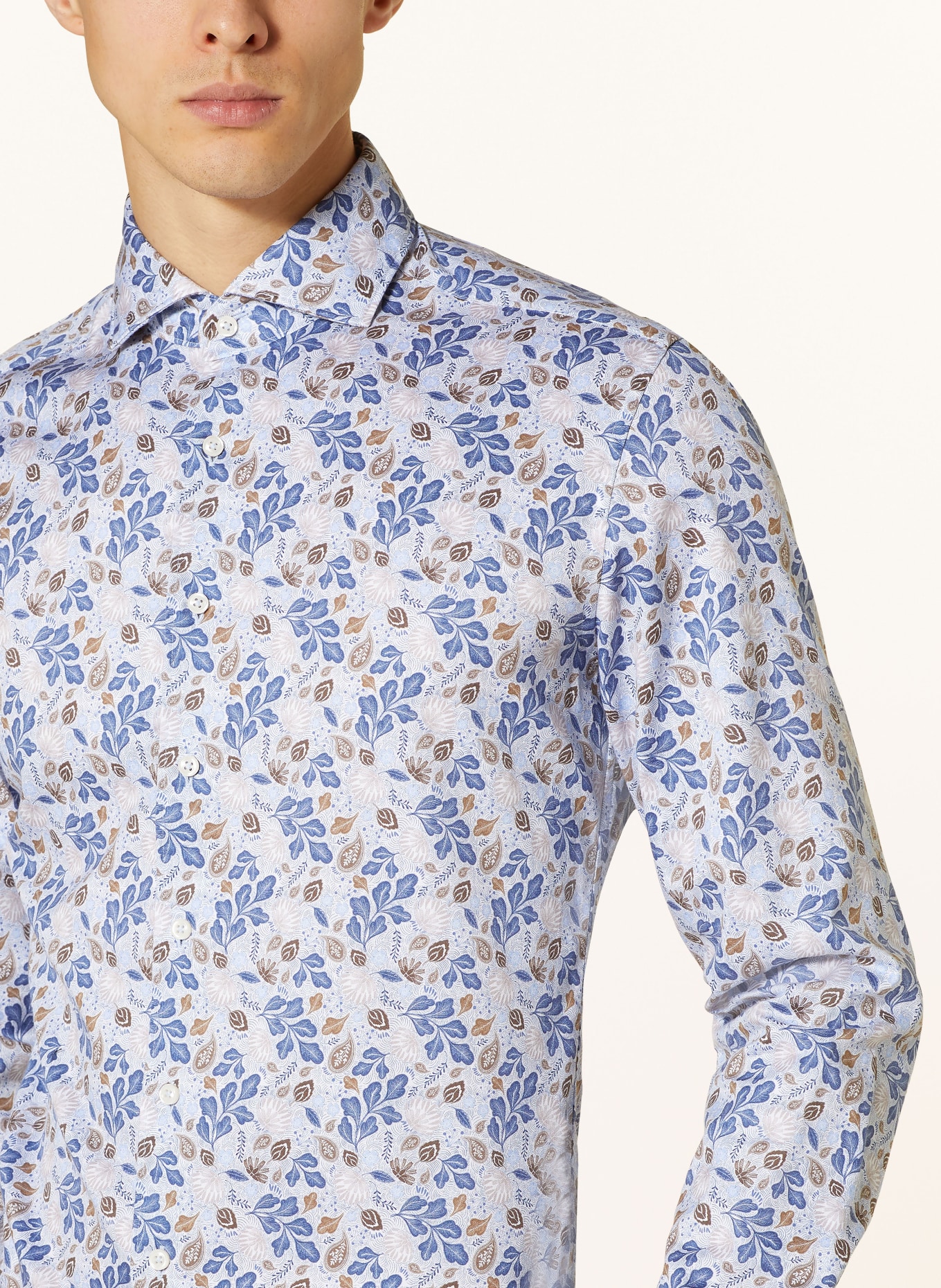 ETERNA 1863 Shirt slim fit in blue/ white/ taupe | Shirtkleider