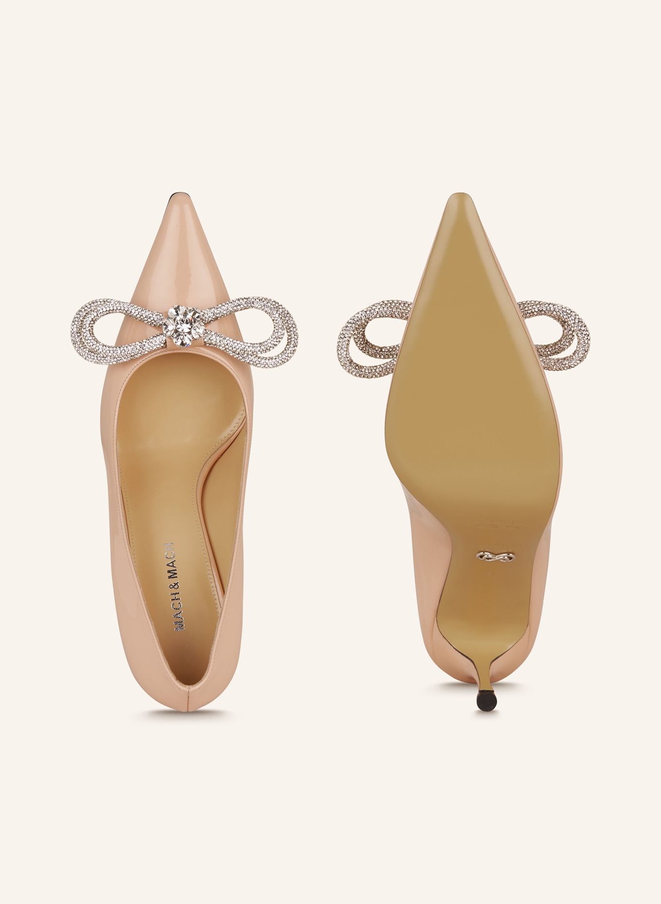 MACH & MACH Pumps DOUBLE BOW with decorative gems, Color: NUDE (Image 5)