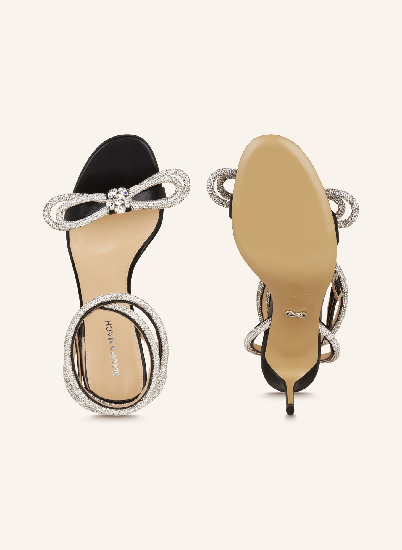 MACH & MACH Sandals DOUBLE BOW, Color: BLACK/ SILVER (Image 5)
