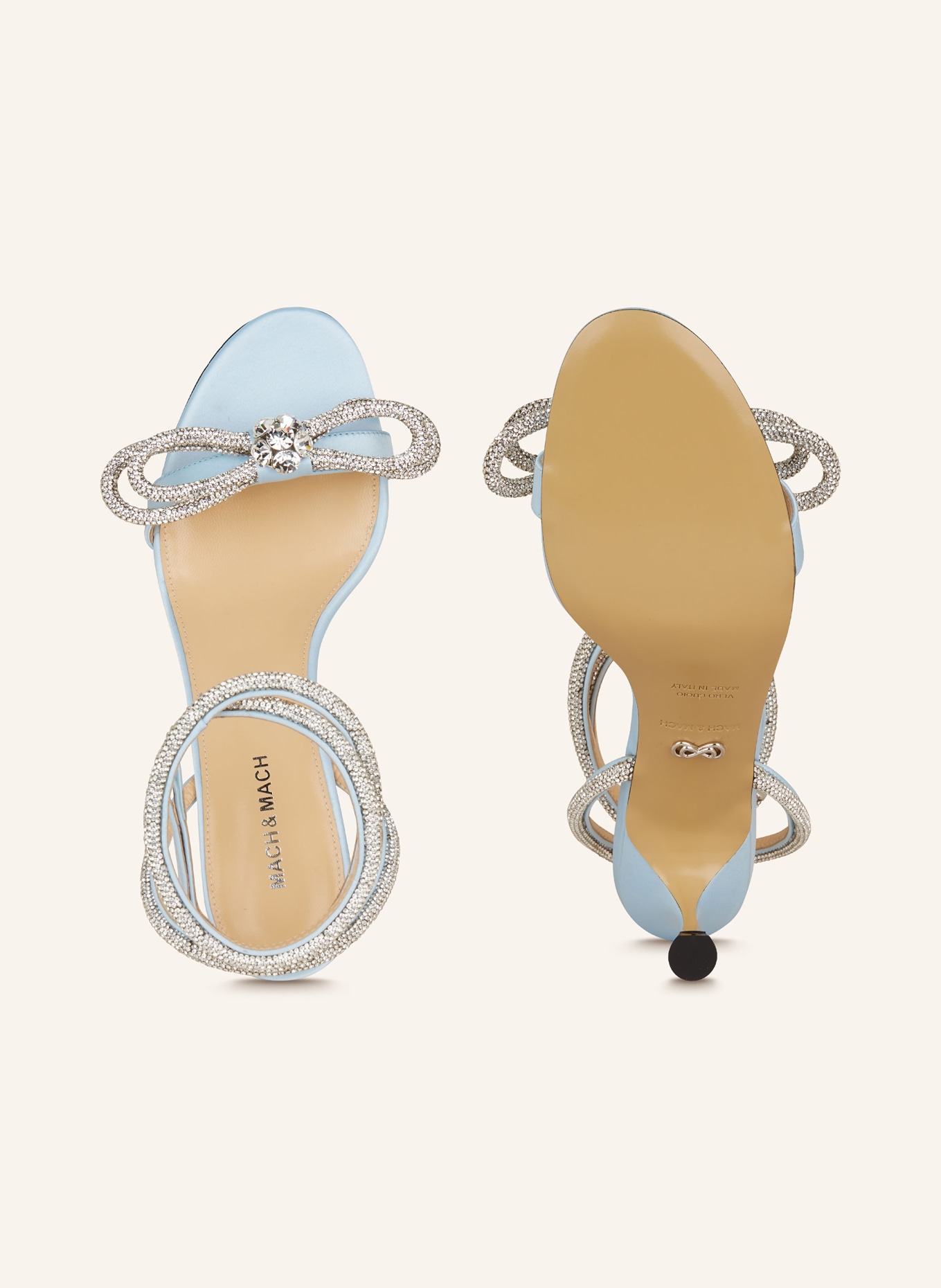 MACH & MACH Sandals DOUBLE BOW, Color: LIGHT BLUE/ SILVER (Image 5)