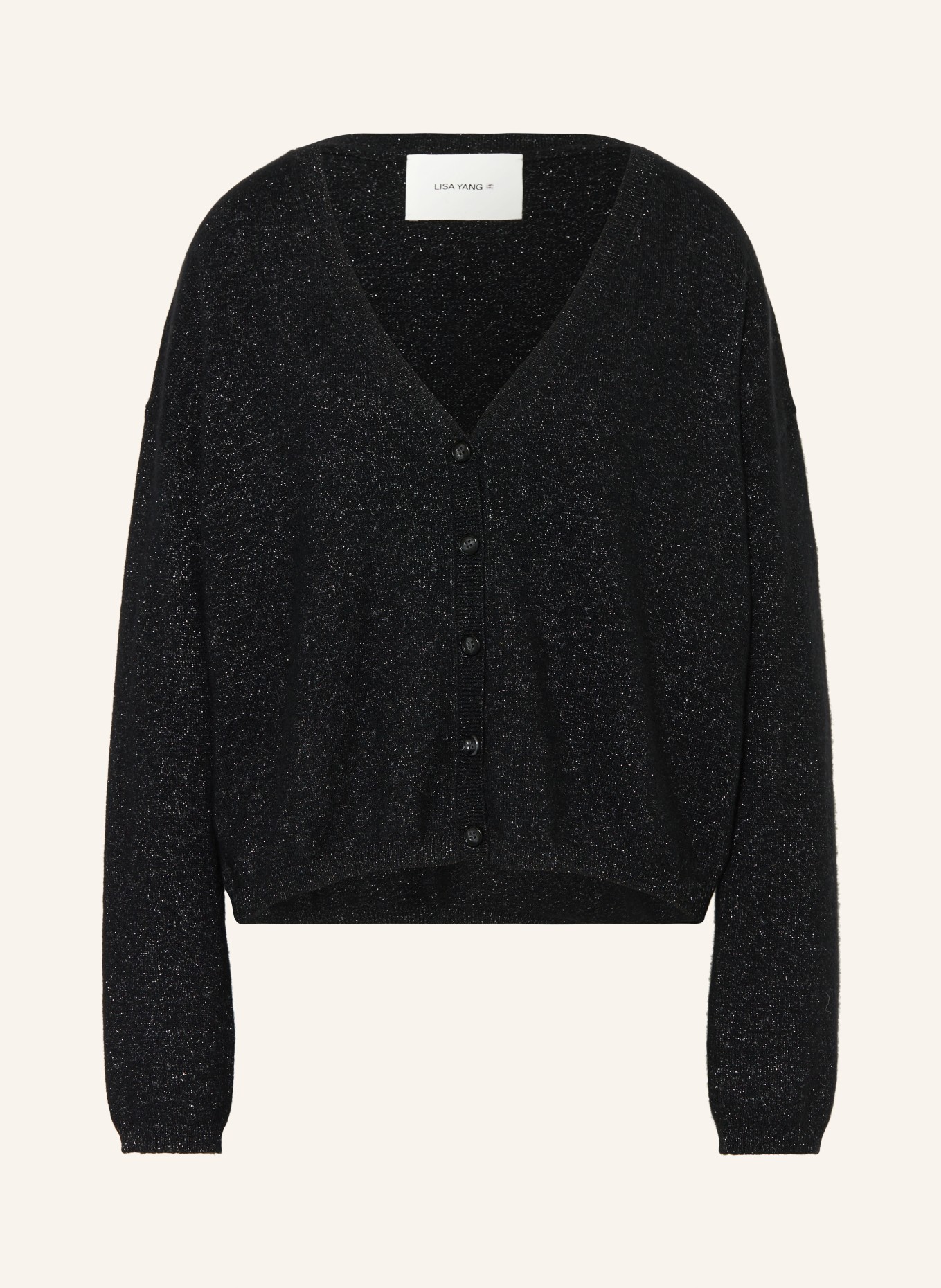 LISA YANG Cardigan made of cashmere with glitter thread, Color: BLACK (Image 1)