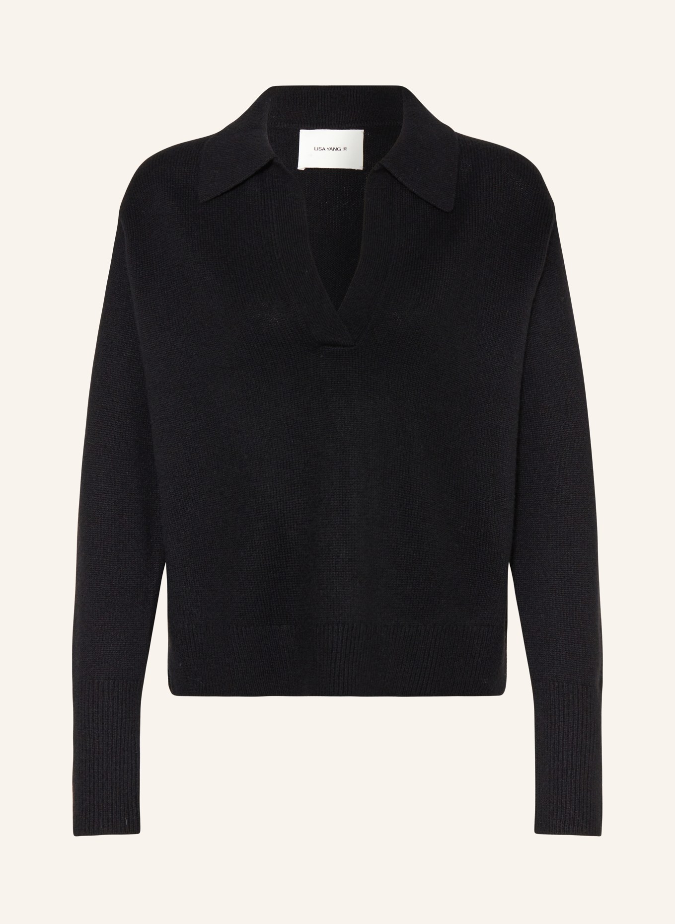 LISA YANG Knitted polo shirt in cashmere, Color: BLACK (Image 1)