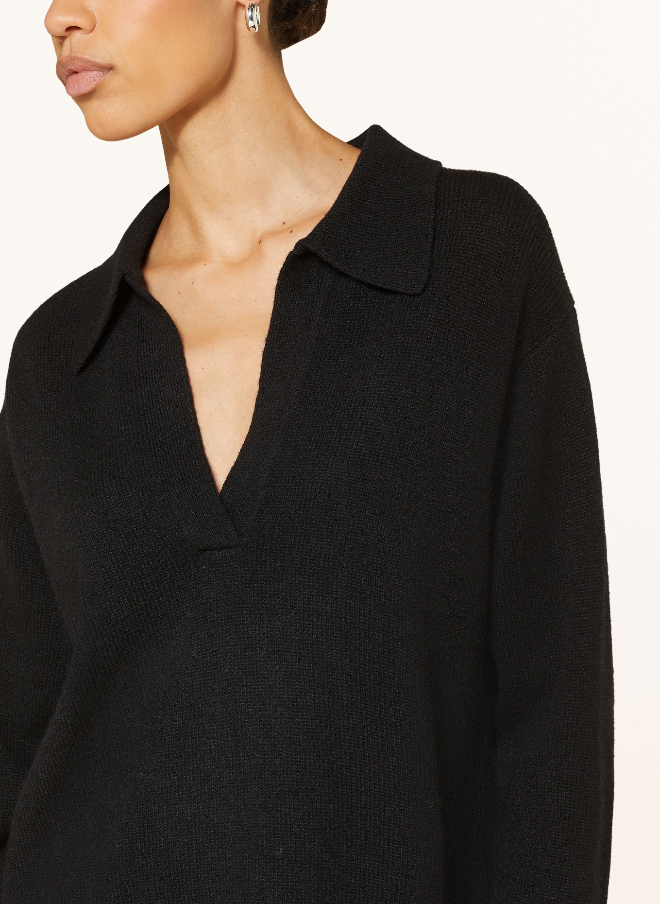 LISA YANG Knitted polo shirt in cashmere, Color: BLACK (Image 4)