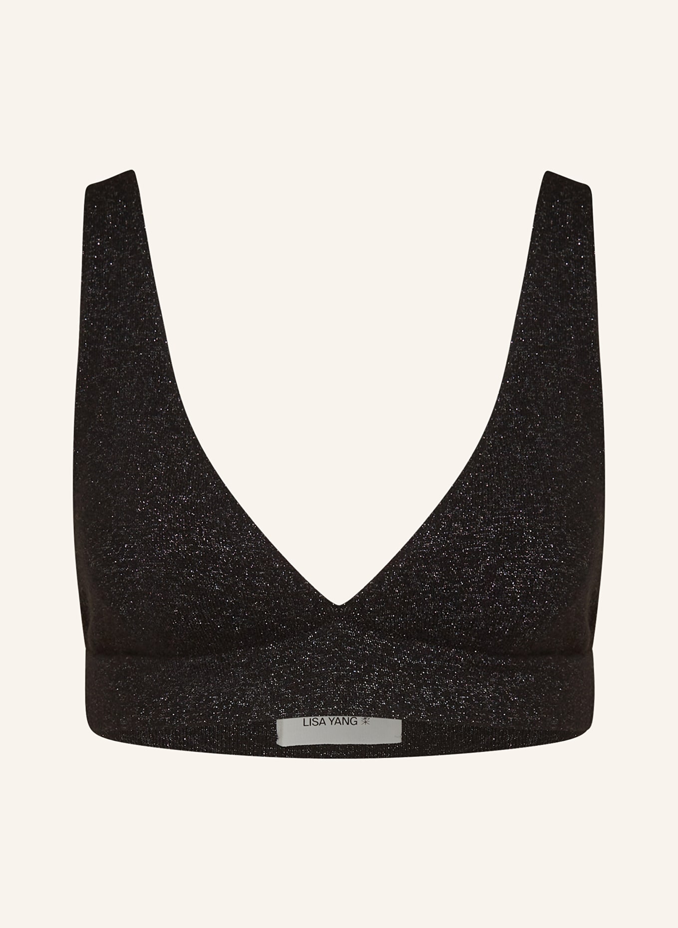 LISA YANG Cropped knit top in cashmere with glitter thread, Color: BLACK/ SILVER (Image 1)