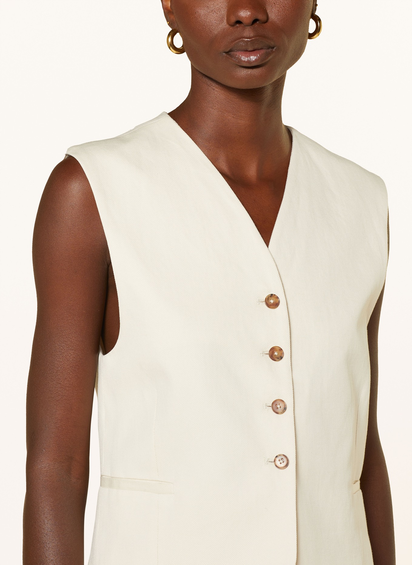 LOULOU STUDIO Vest IBA with linen, Color: ECRU (Image 4)