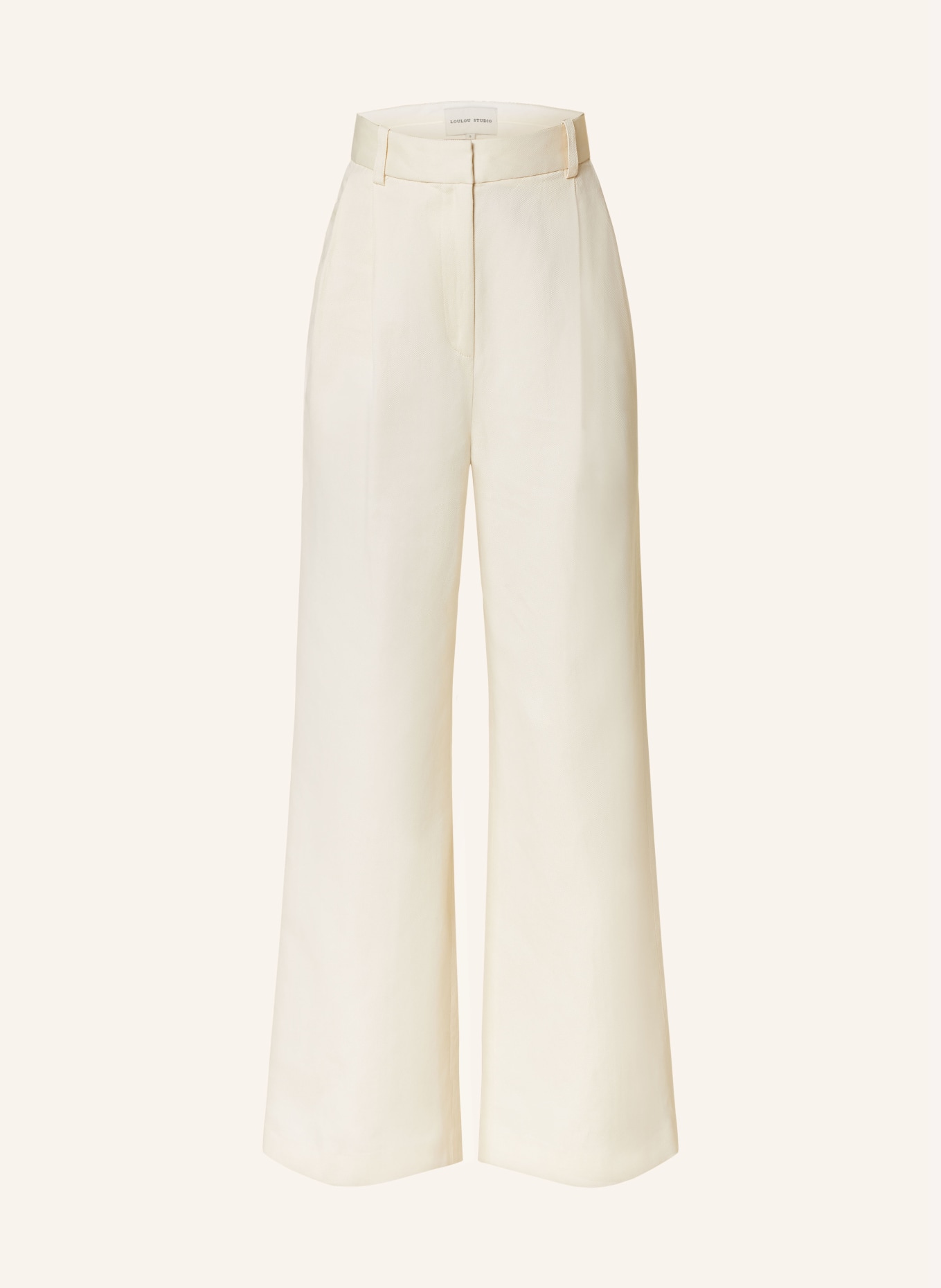 LOULOU STUDIO Wide leg trousers IDAI with linen, Color: ECRU (Image 1)