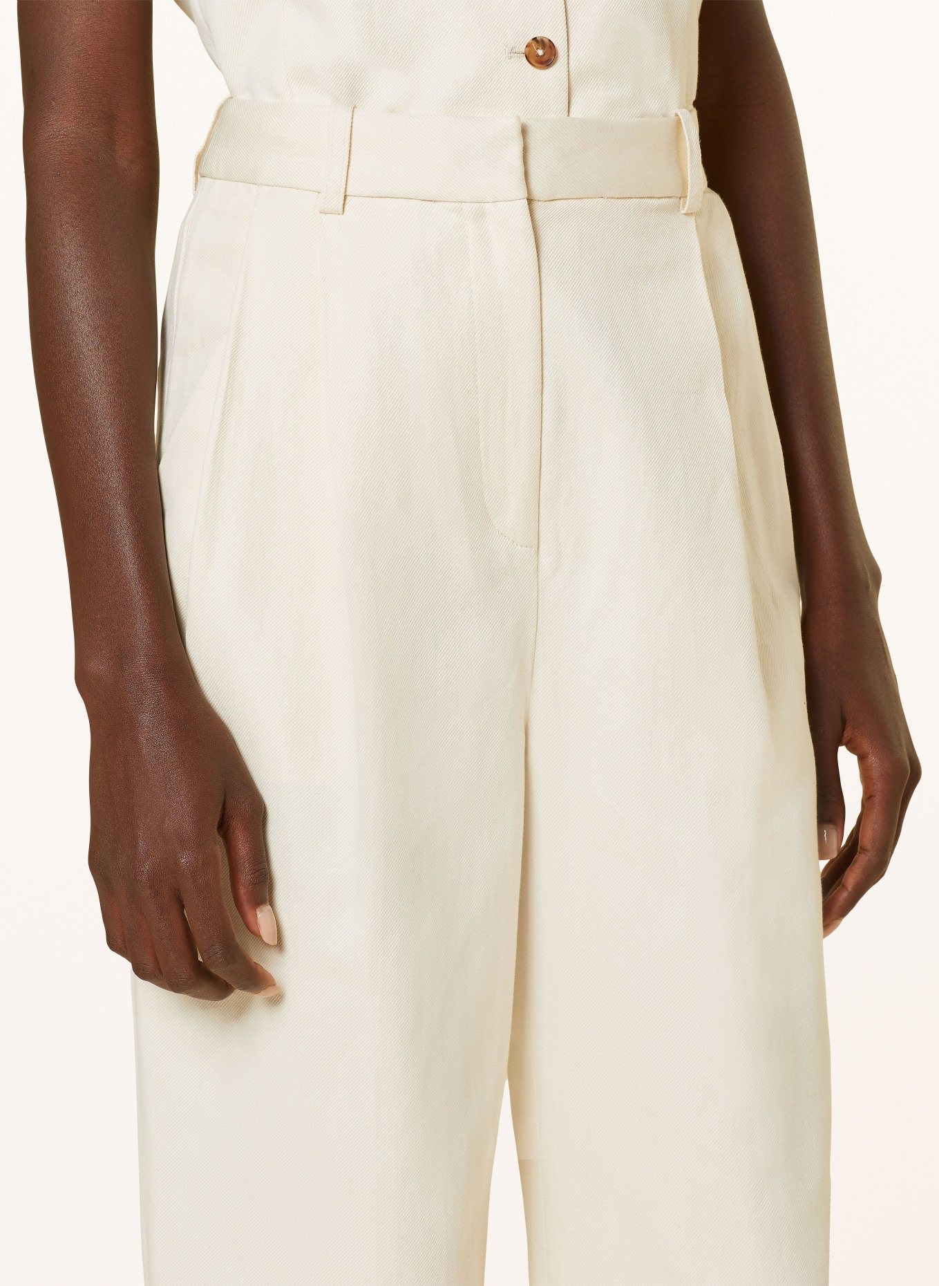 LOULOU STUDIO Wide leg trousers IDAI with linen, Color: ECRU (Image 5)
