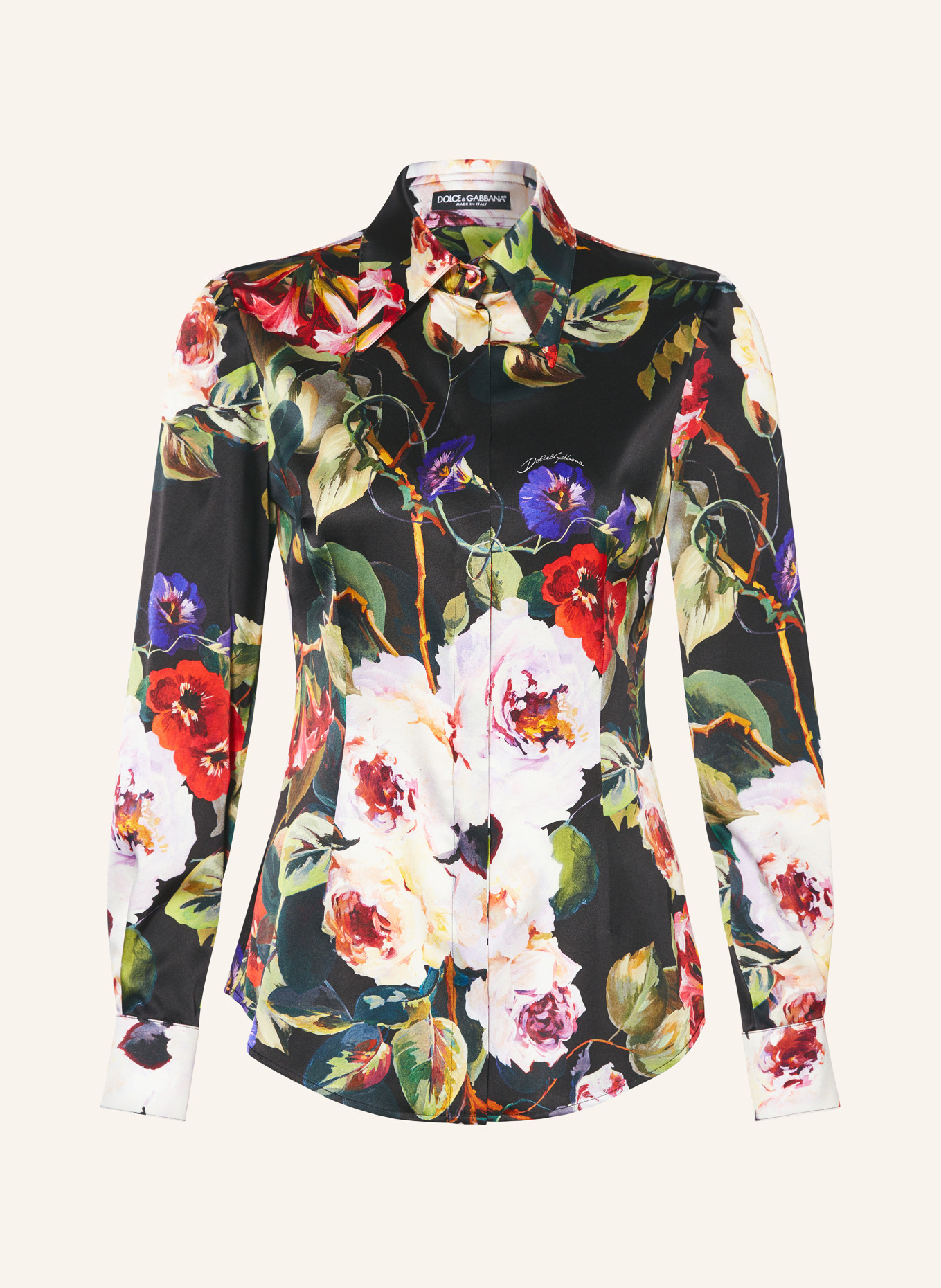 DOLCE & GABBANA Shirt blouse in silk, Color: BLACK/ RED/ GREEN (Image 1)