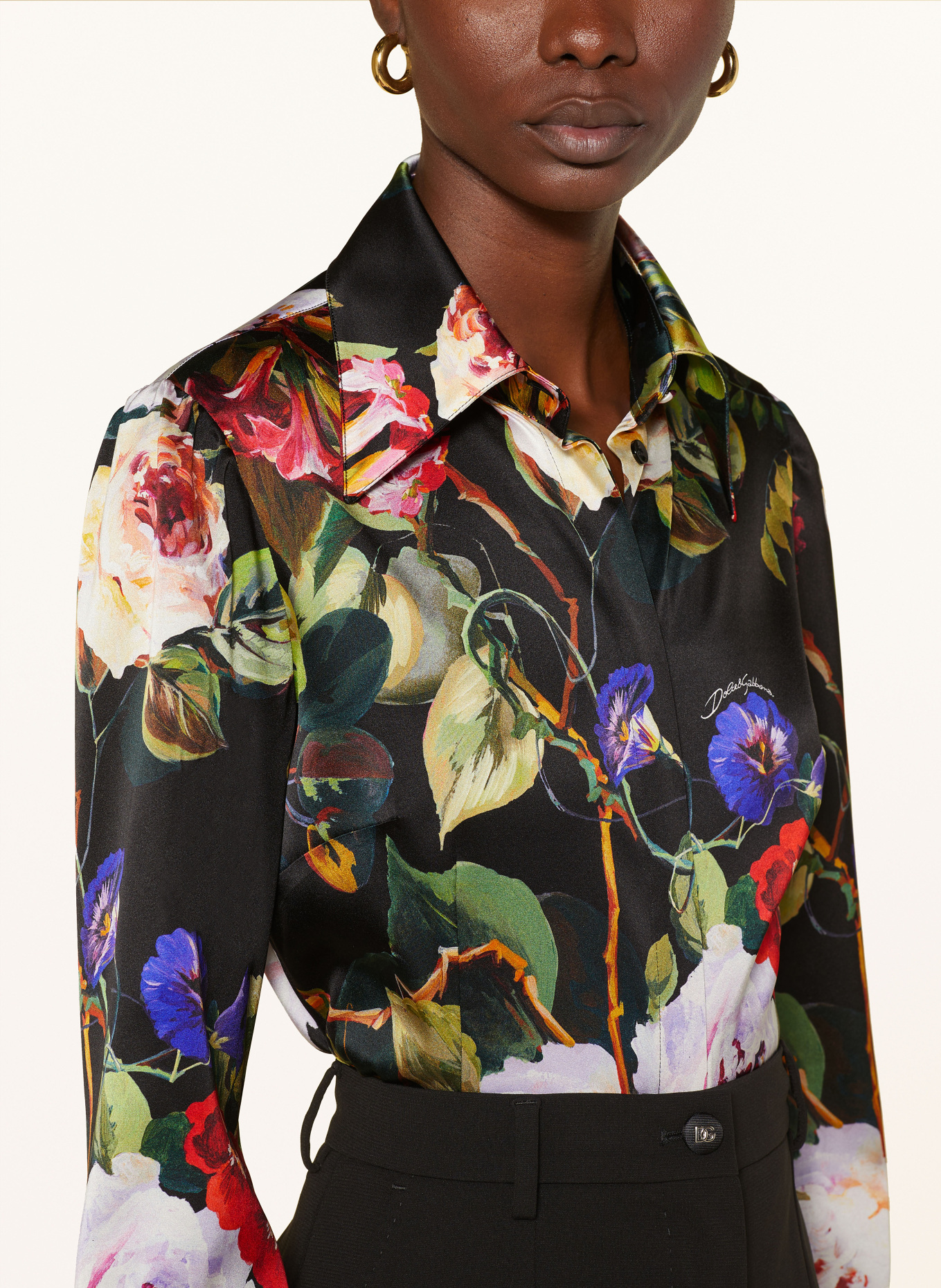 DOLCE & GABBANA Shirt blouse in silk, Color: BLACK/ RED/ GREEN (Image 4)