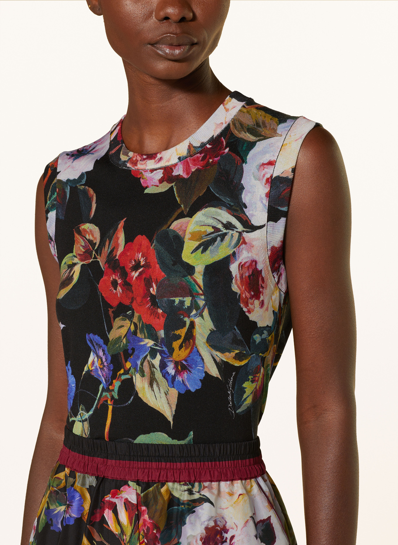 DOLCE & GABBANA Knit top made of silk, Color: BLACK/ RED/ GREEN (Image 4)