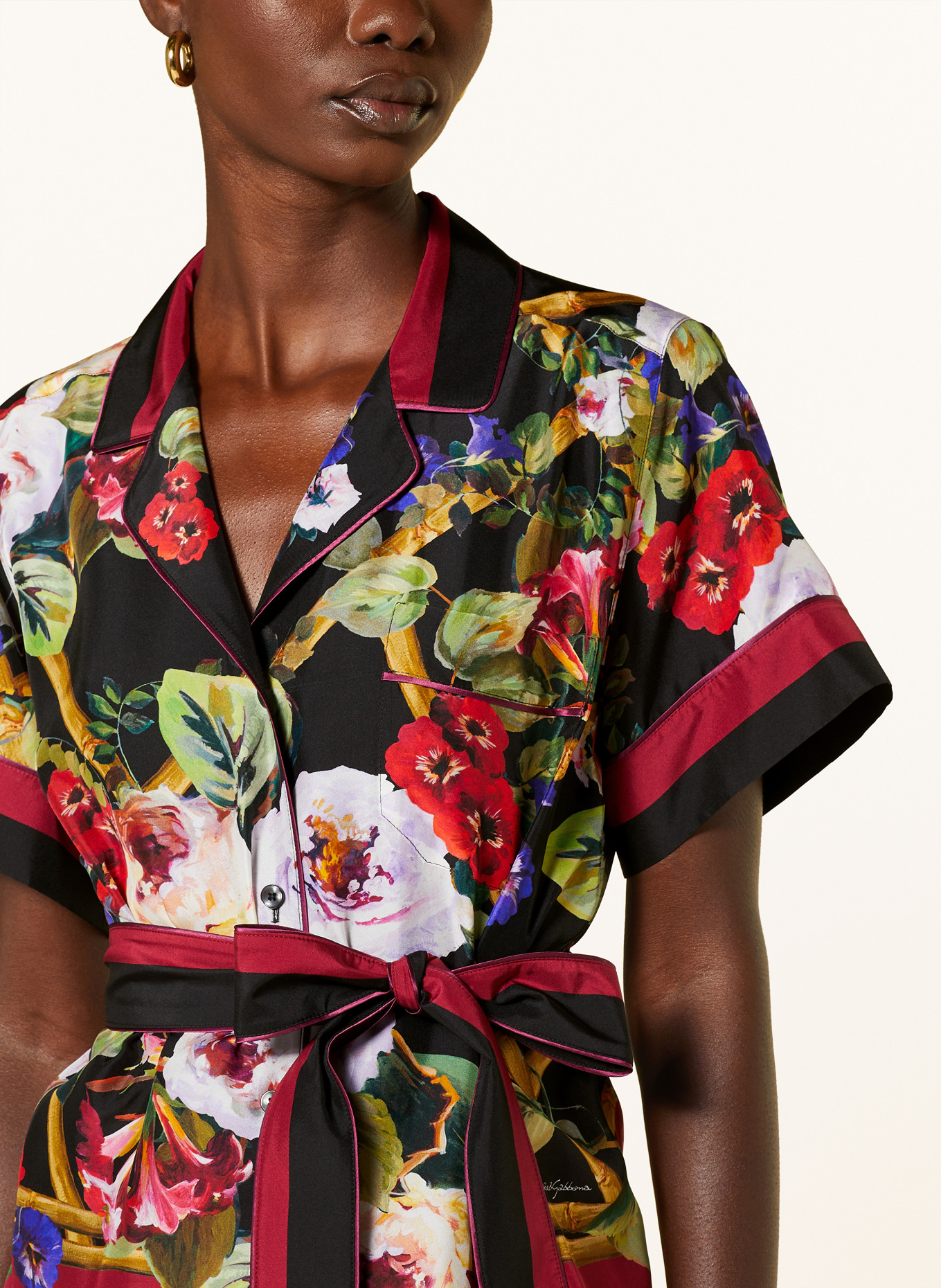 DOLCE & GABBANA Silk blouse, Color: BLACK/ GREEN/ RED (Image 4)
