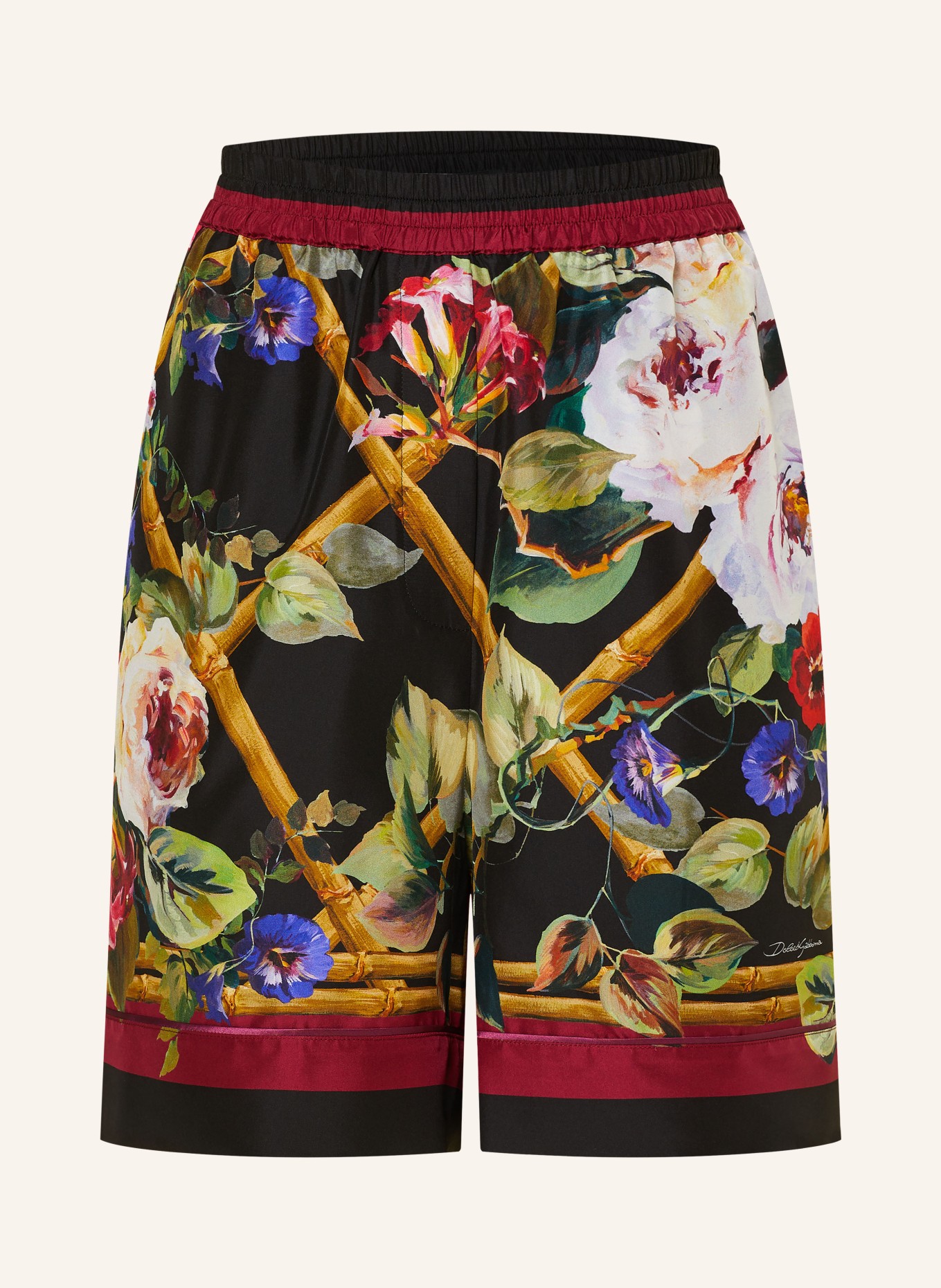 DOLCE & GABBANA Silk shorts, Color: BLACK/ RED/ GREEN (Image 1)