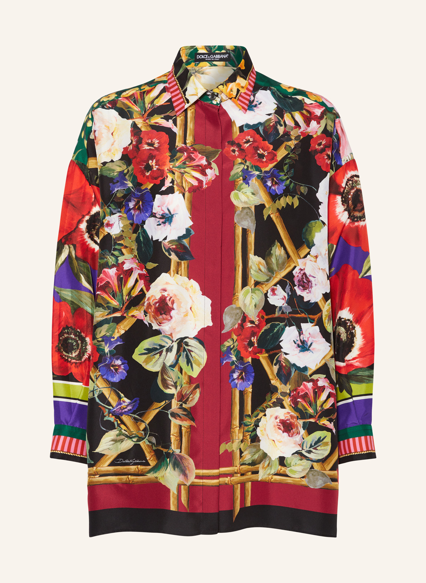 DOLCE & GABBANA Shirt blouse in silk, Color: BLACK/ RED/ GREEN (Image 1)