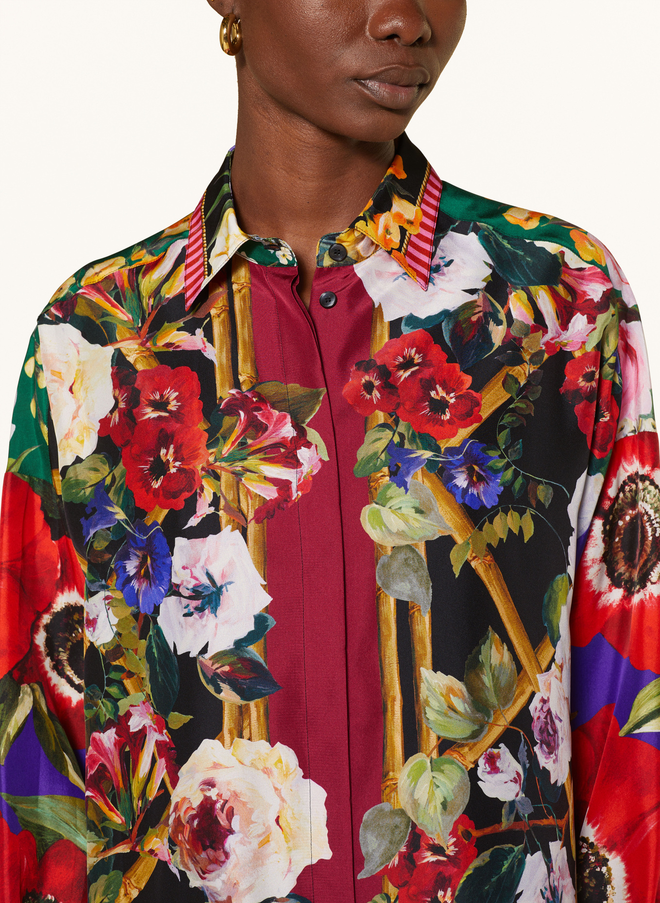 DOLCE & GABBANA Shirt blouse in silk, Color: BLACK/ RED/ GREEN (Image 4)