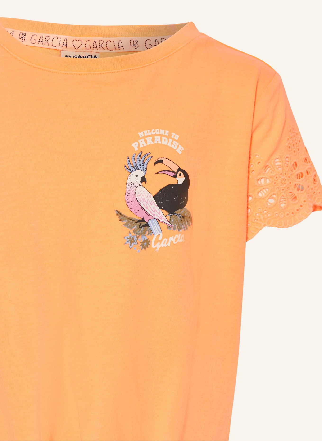 GARCIA T-shirt z dziurkowanej koronki, Kolor: JASKRAWY POMARAŃCZOWY (Obrazek 3)
