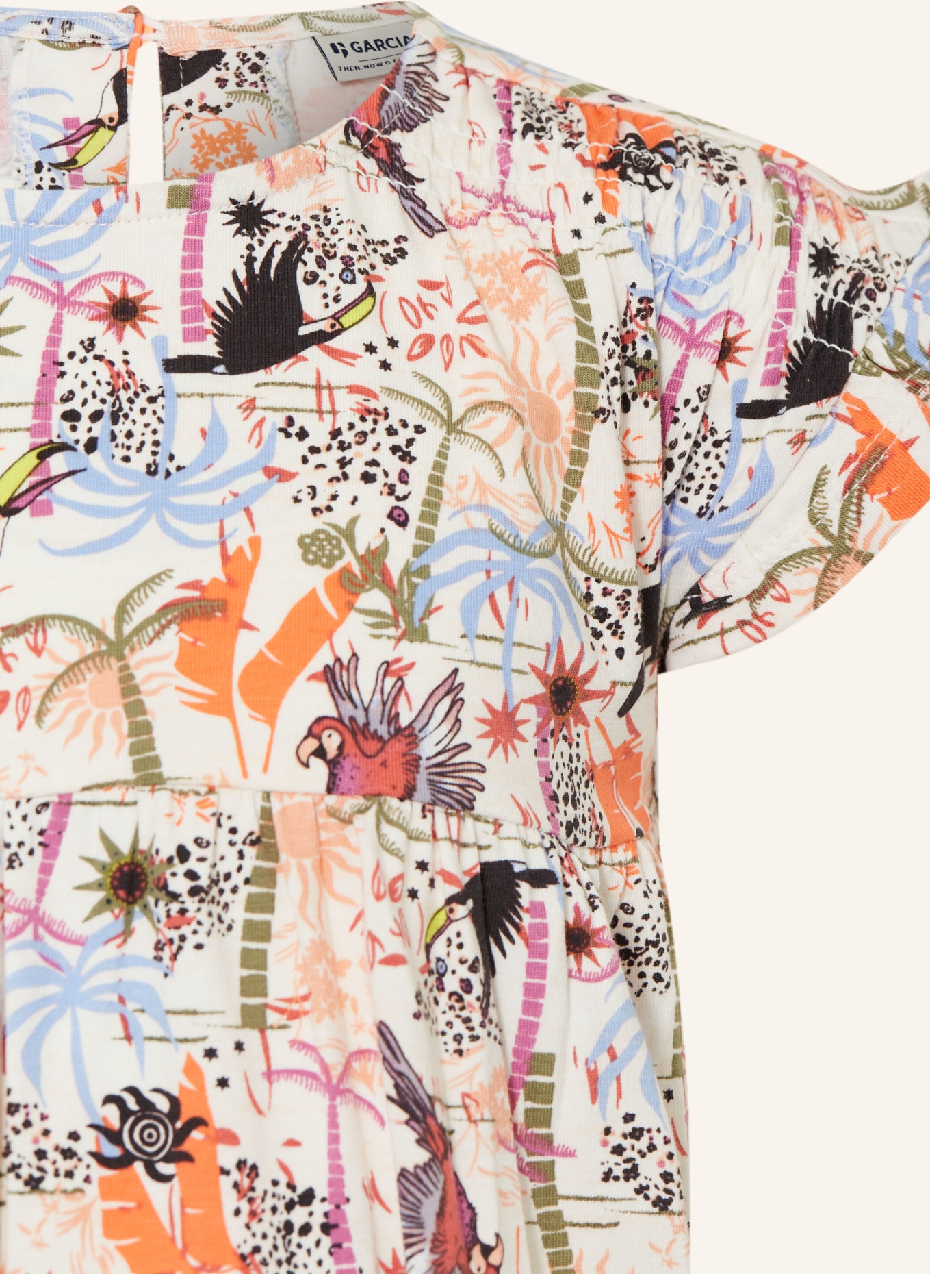 GARCIA Jerseykleid mit Rüschen, Farbe: WEISS/ LACHS/ HELLBLAU (Bild 3)