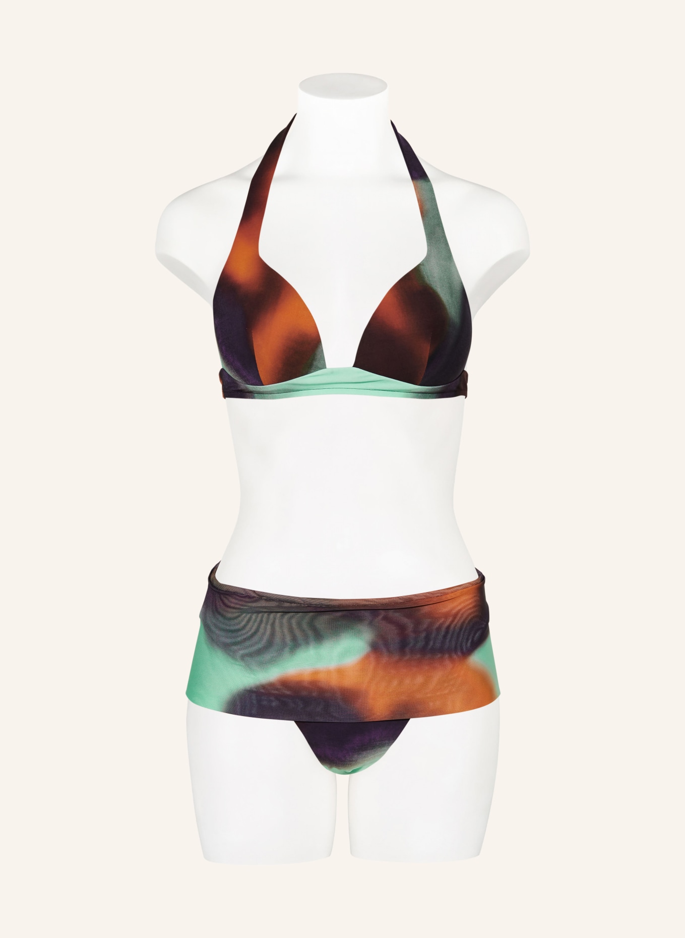 ANDRES SARDA Triangle bikini top RINKO, Color: DARK ORANGE/ MINT/ DARK BROWN (Image 2)