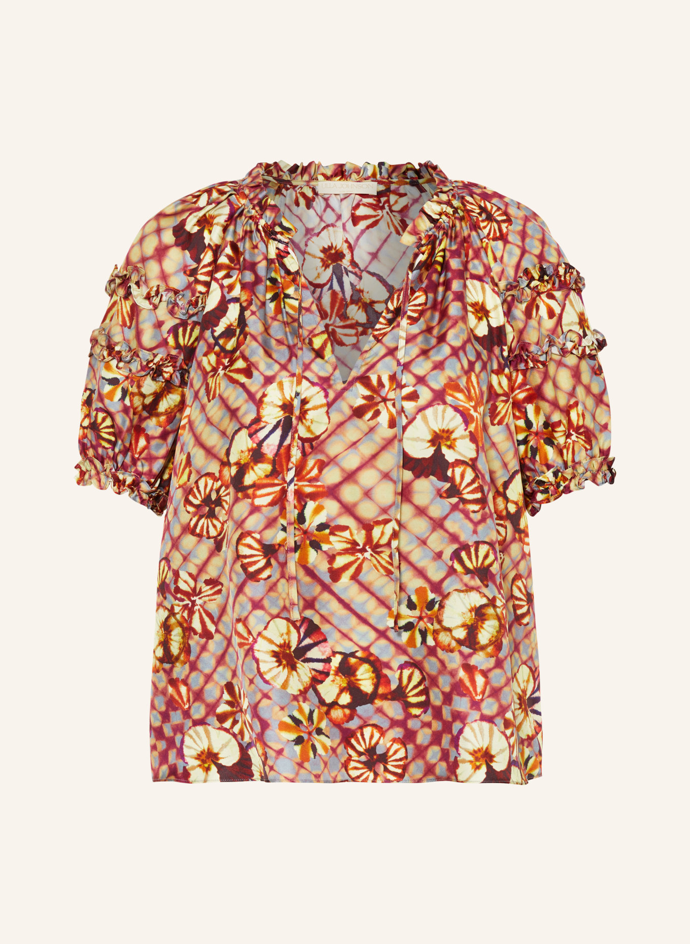 ULLA JOHNSON Shirt blouse ANNABELLA made of silk, Color: BROWN/ YELLOW/ PURPLE (Image 1)