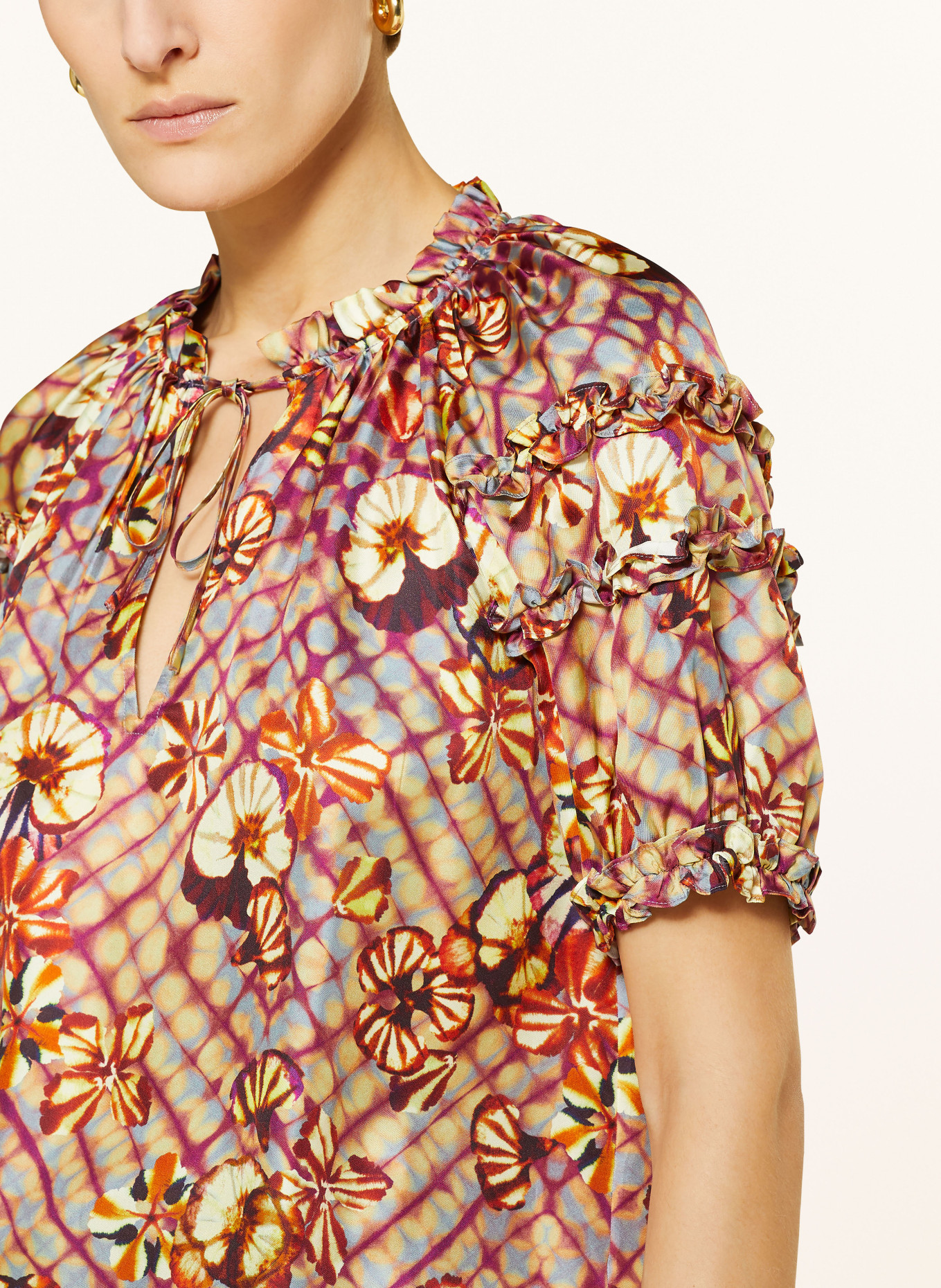 ULLA JOHNSON Shirt blouse ANNABELLA made of silk, Color: BROWN/ YELLOW/ PURPLE (Image 4)