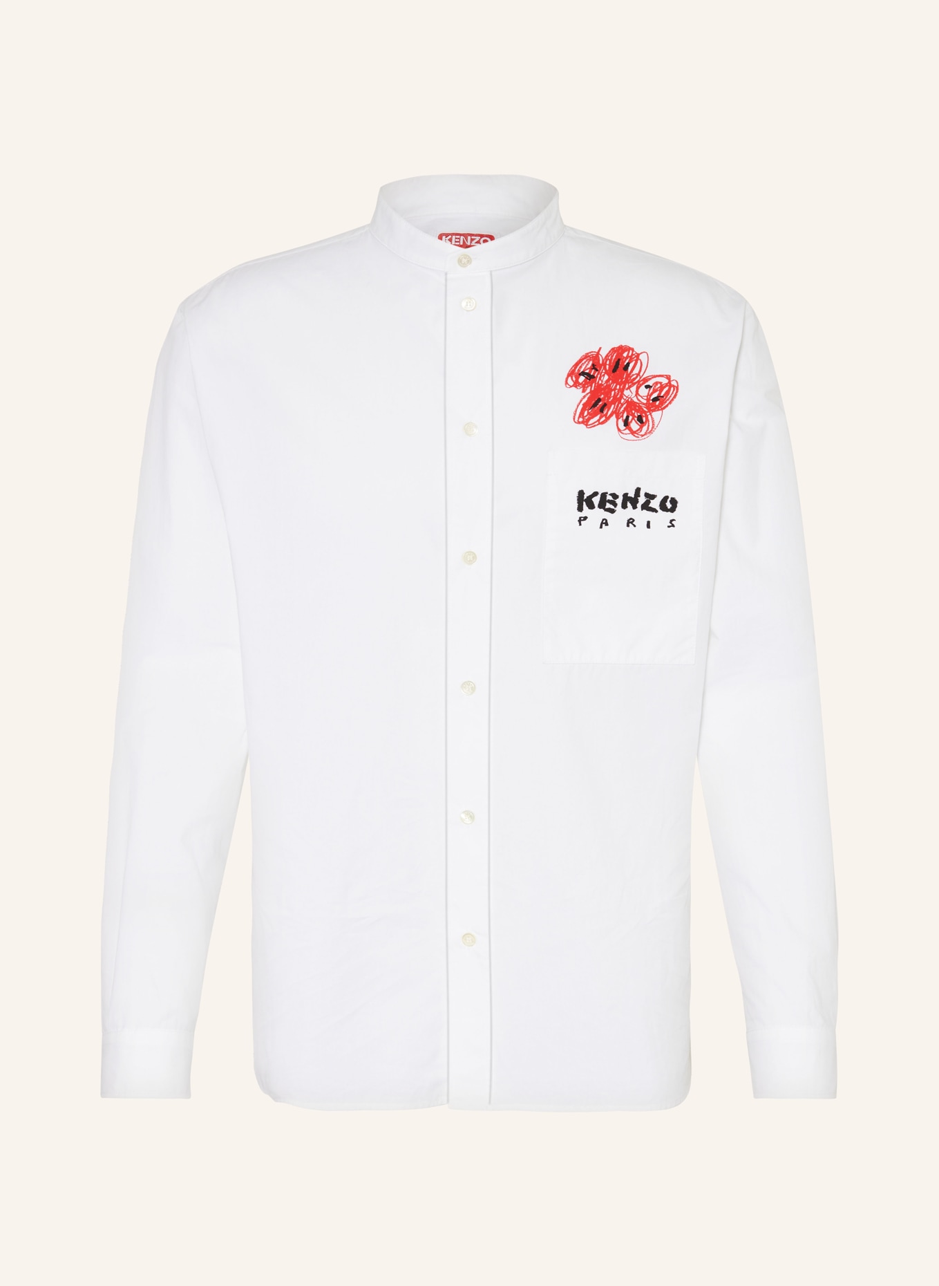 KENZO Shirt regular fit with stand-up collar, Color: WHITE/ RED/ BLACK (Image 1)