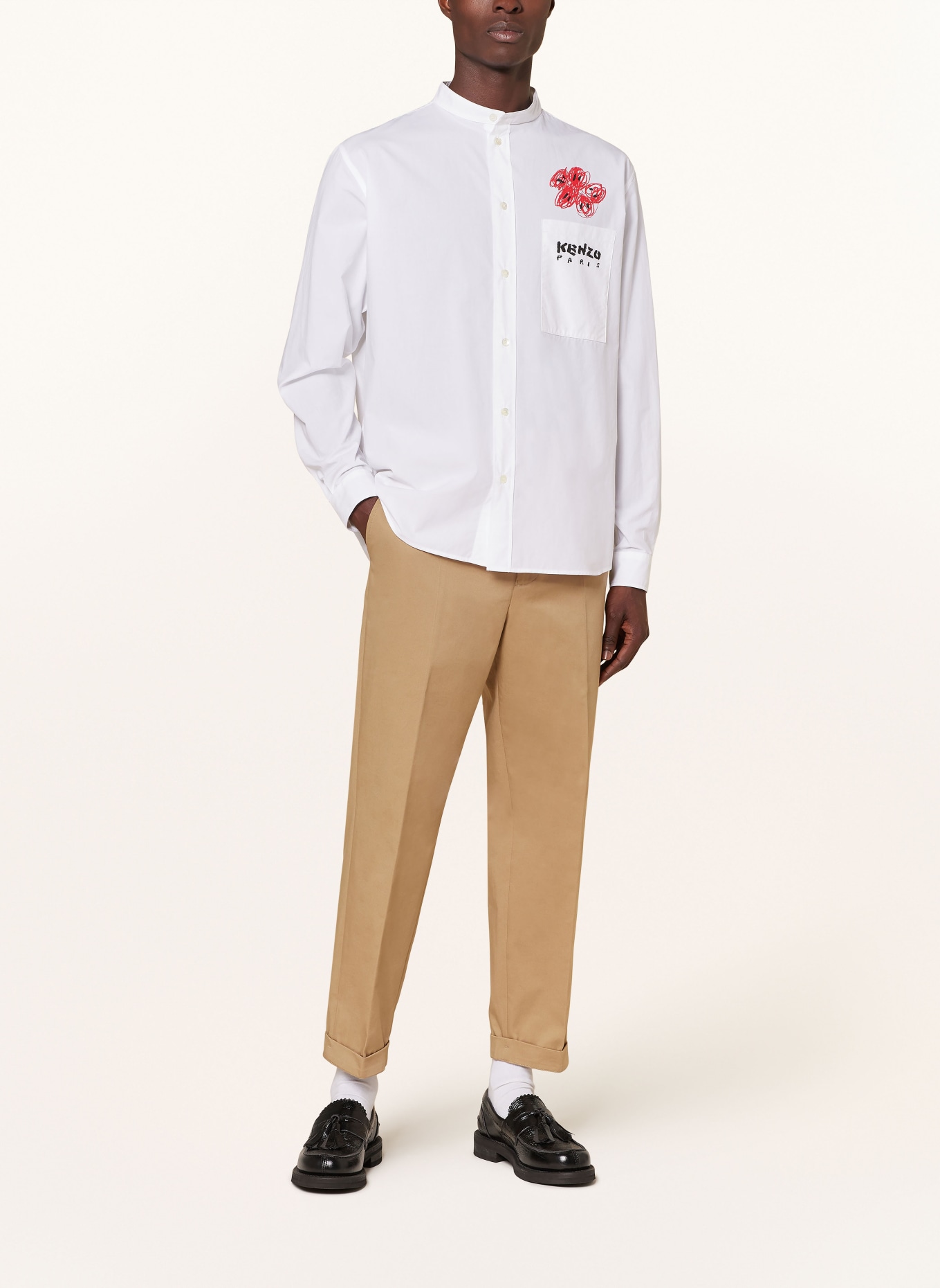 KENZO Shirt regular fit with stand-up collar, Color: WHITE/ RED/ BLACK (Image 2)