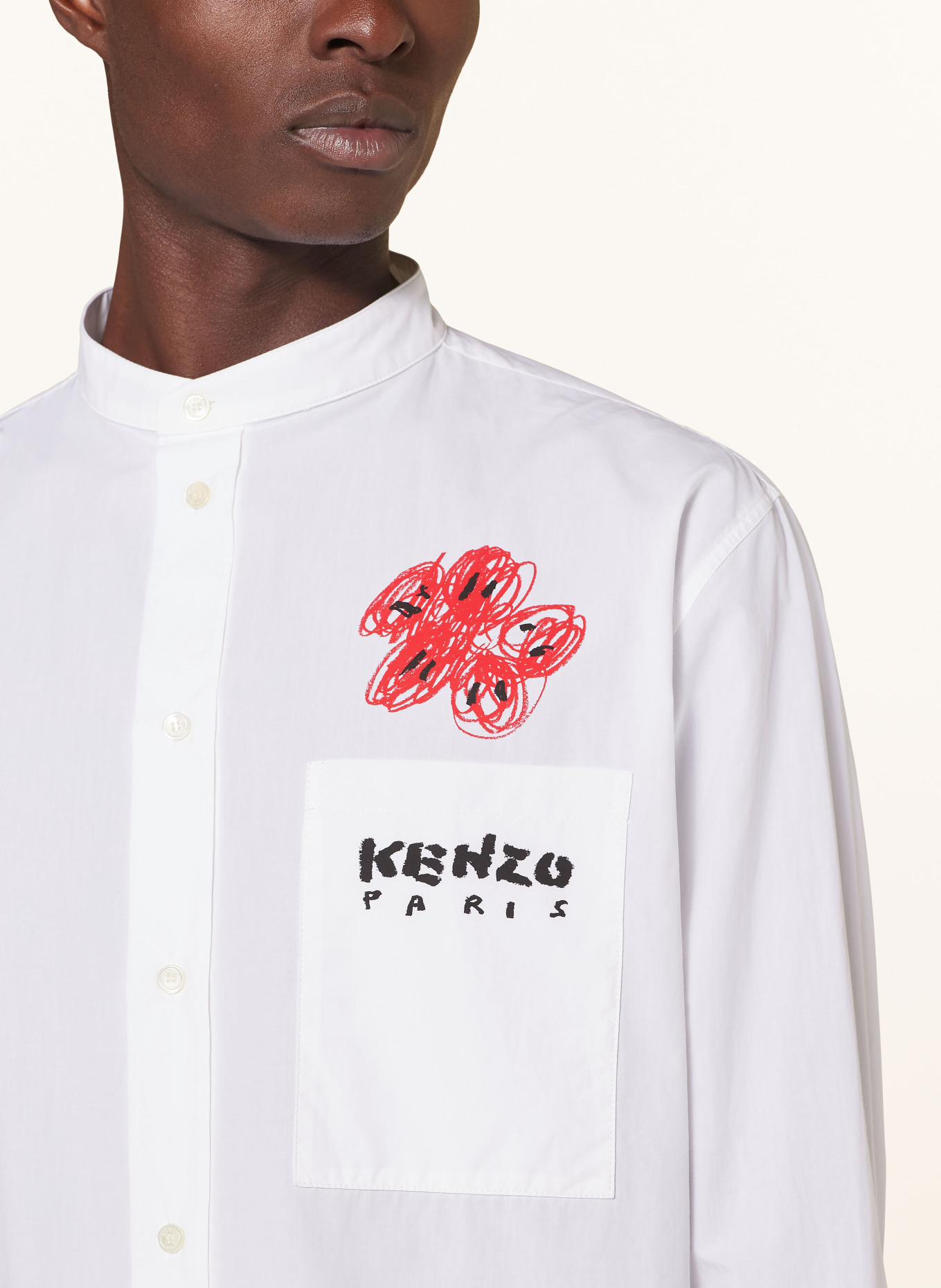 KENZO Shirt regular fit with stand-up collar, Color: WHITE/ RED/ BLACK (Image 4)