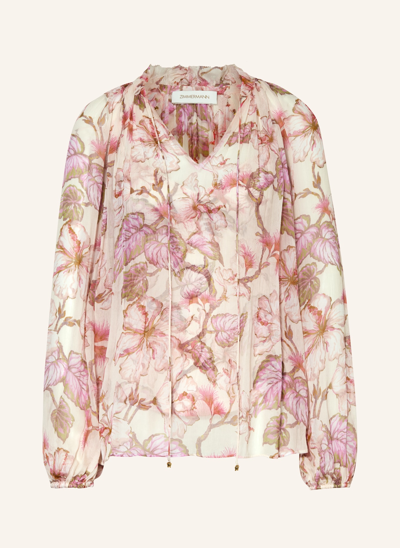 ZIMMERMANN Shirt blouse MATCHMAKER with ruffles, Color: LIGHT PINK/ PINK (Image 1)