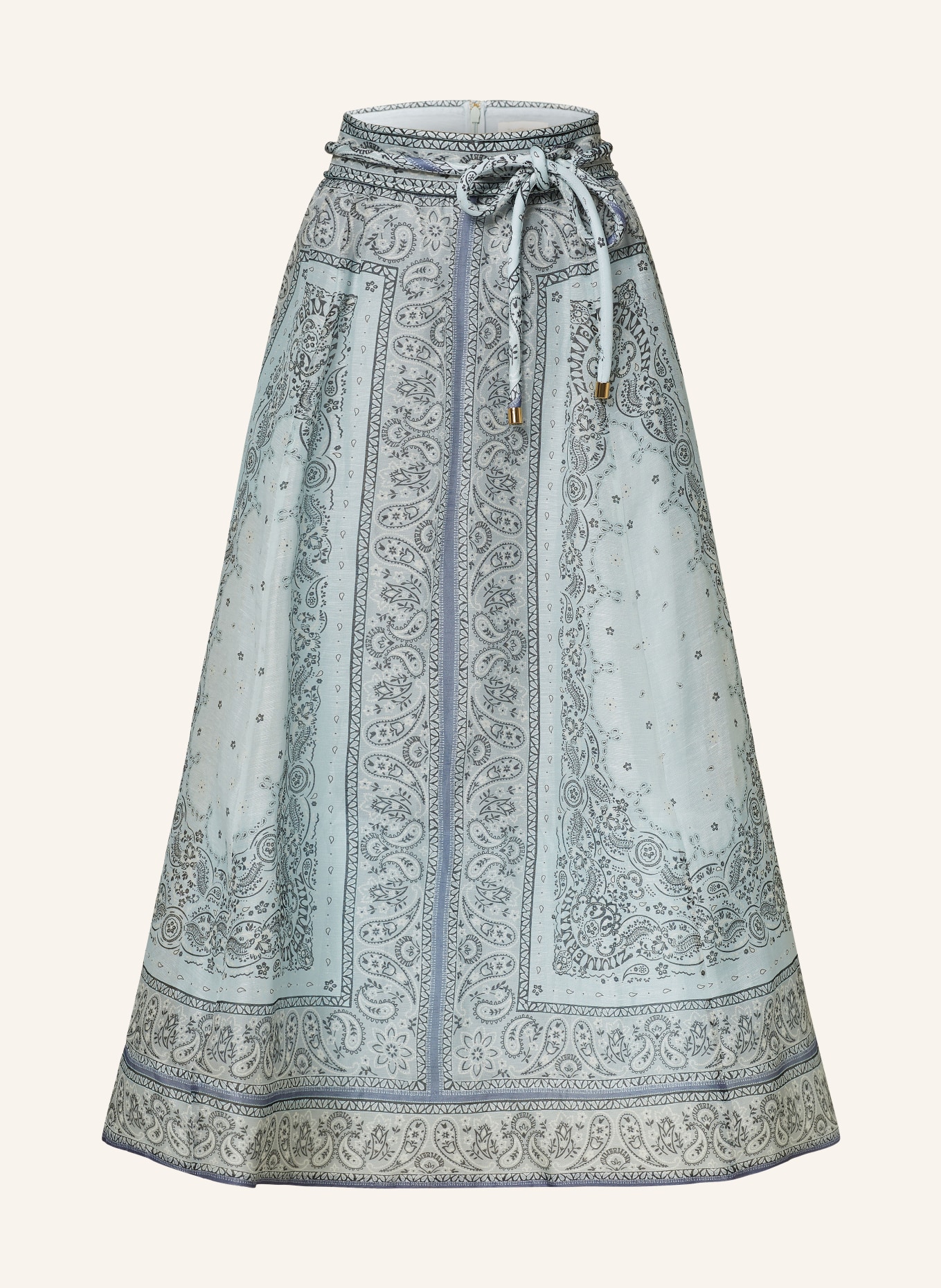 ZIMMERMANN Skirt MATCHMAKER with linen and silk, Color: LIGHT BLUE/ BLUE GRAY (Image 1)