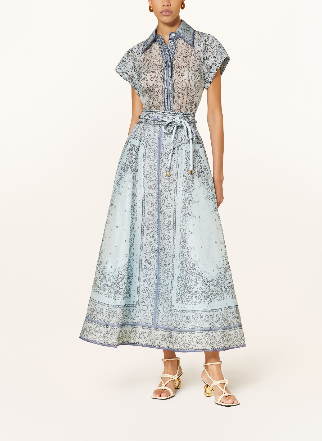 ZIMMERMANN Skirt MATCHMAKER with linen and silk, Color: LIGHT BLUE/ BLUE GRAY (Image 2)