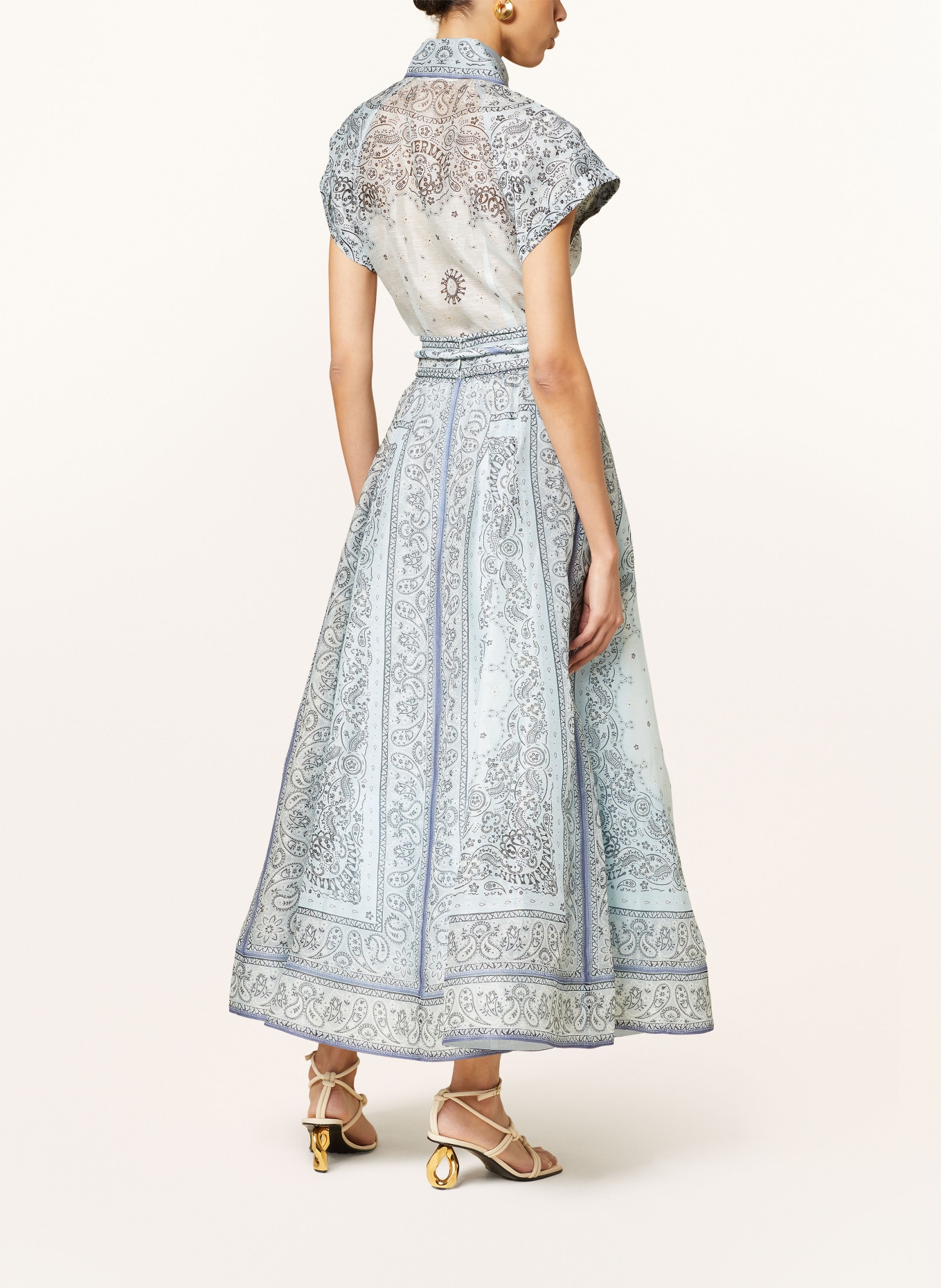 ZIMMERMANN Skirt MATCHMAKER with linen and silk, Color: LIGHT BLUE/ BLUE GRAY (Image 3)