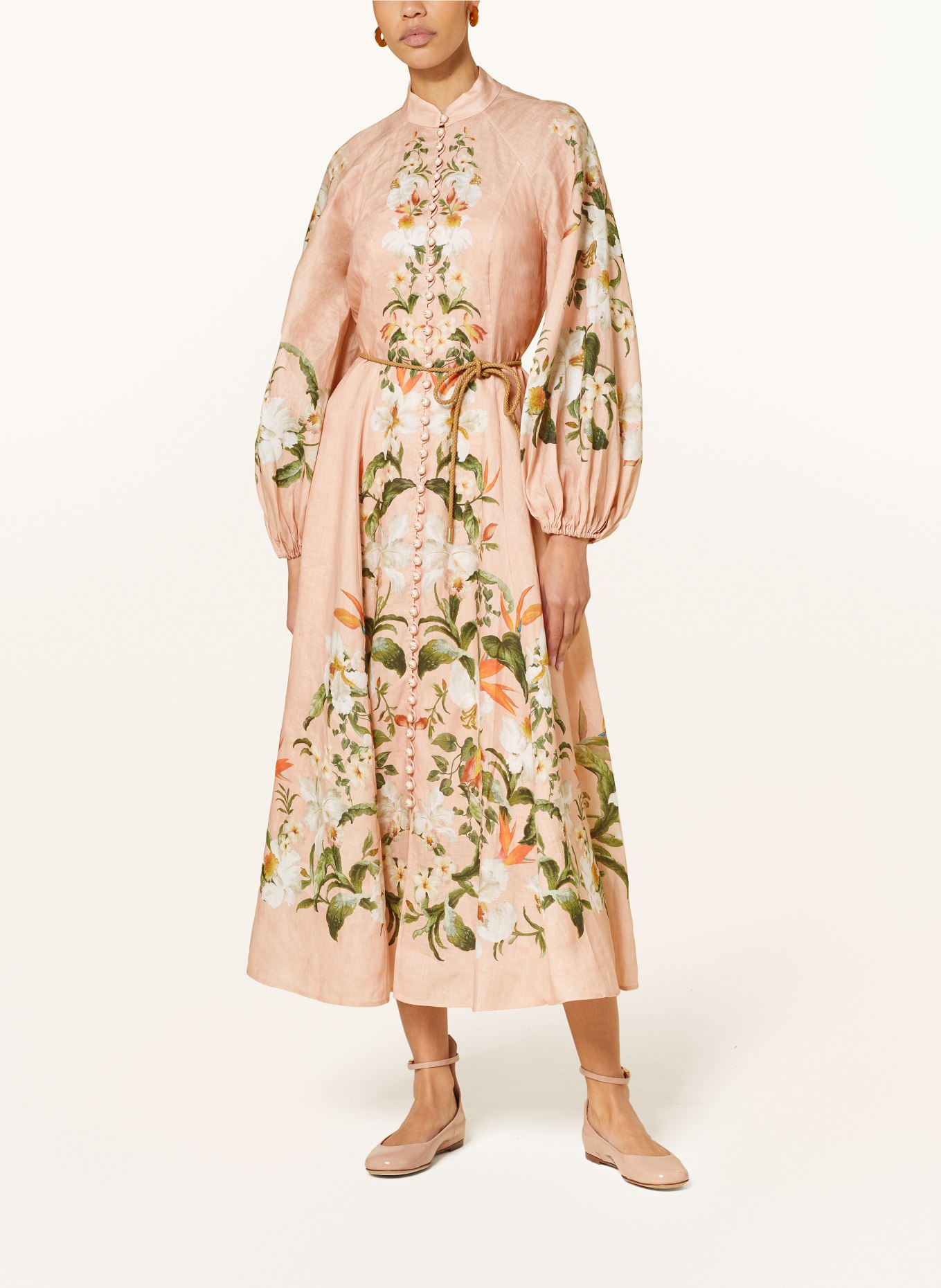 ZIMMERMANN Linen dress LEXI BILLOW, Color: SALMON/ WHITE/ GREEN (Image 2)