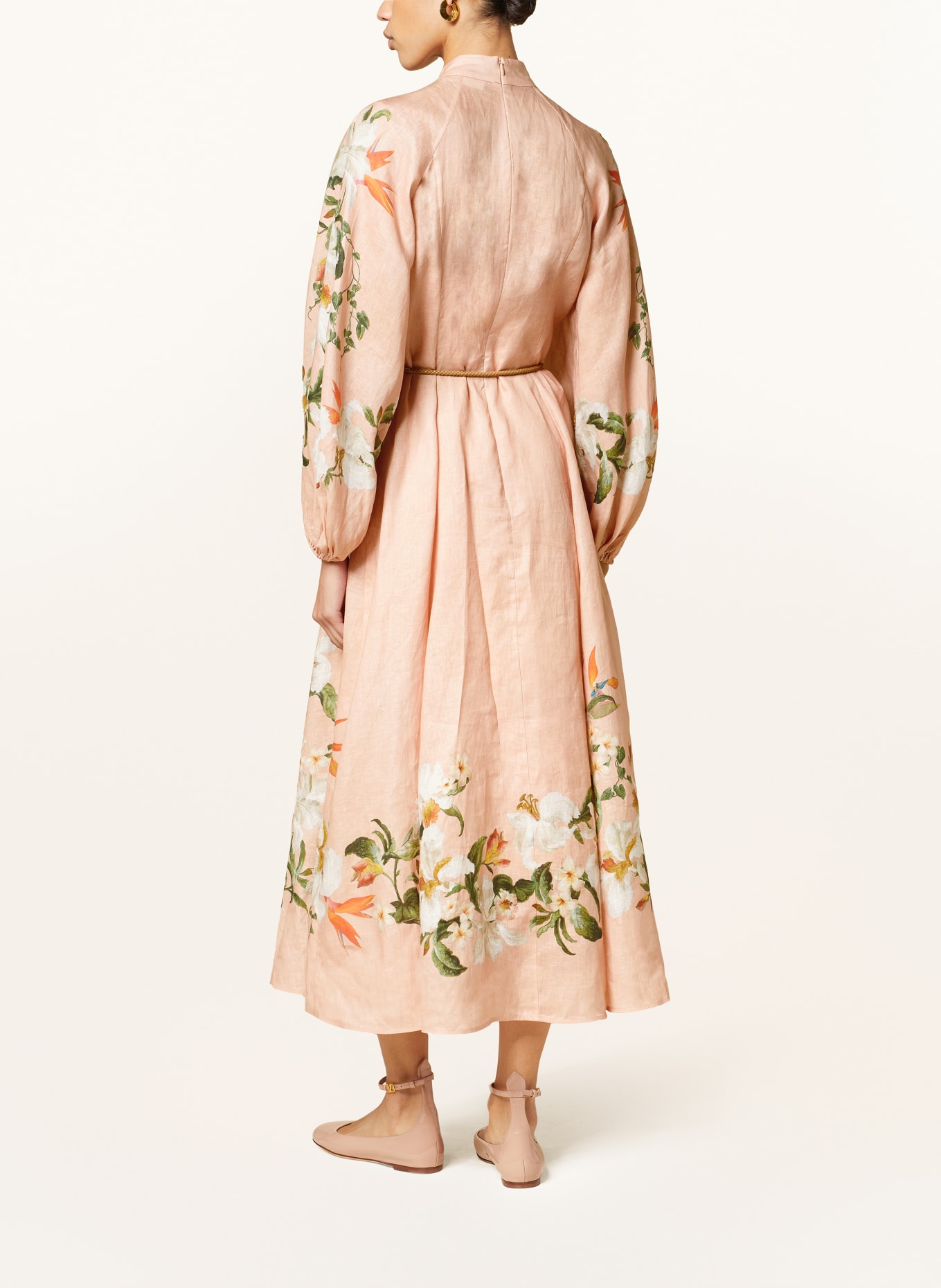 ZIMMERMANN Linen dress LEXI BILLOW, Color: SALMON/ WHITE/ GREEN (Image 3)