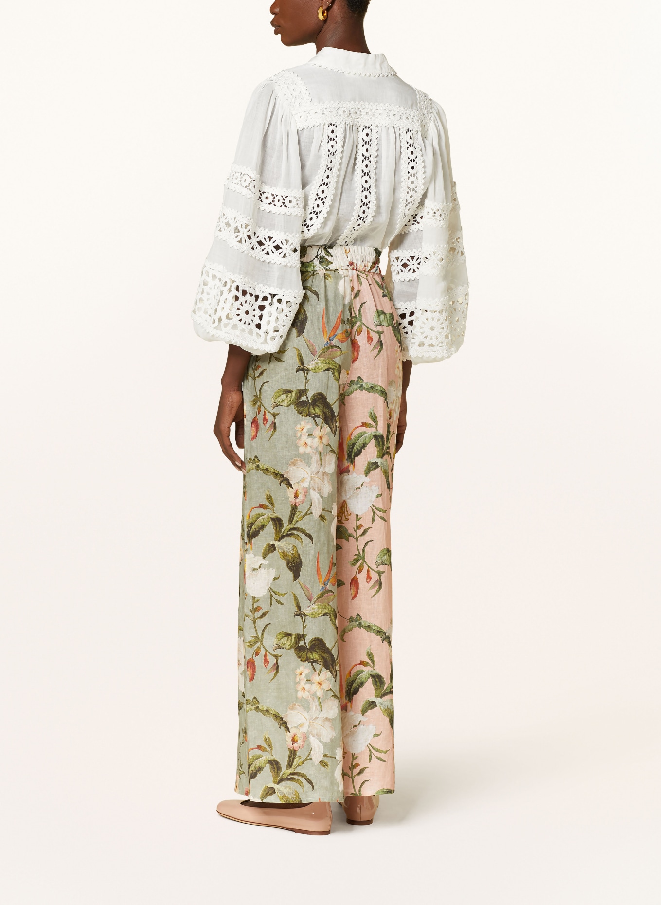 ZIMMERMANN Wide leg trousers LEXI made of linen, Color: GREEN/ PINK/ YELLOW (Image 3)