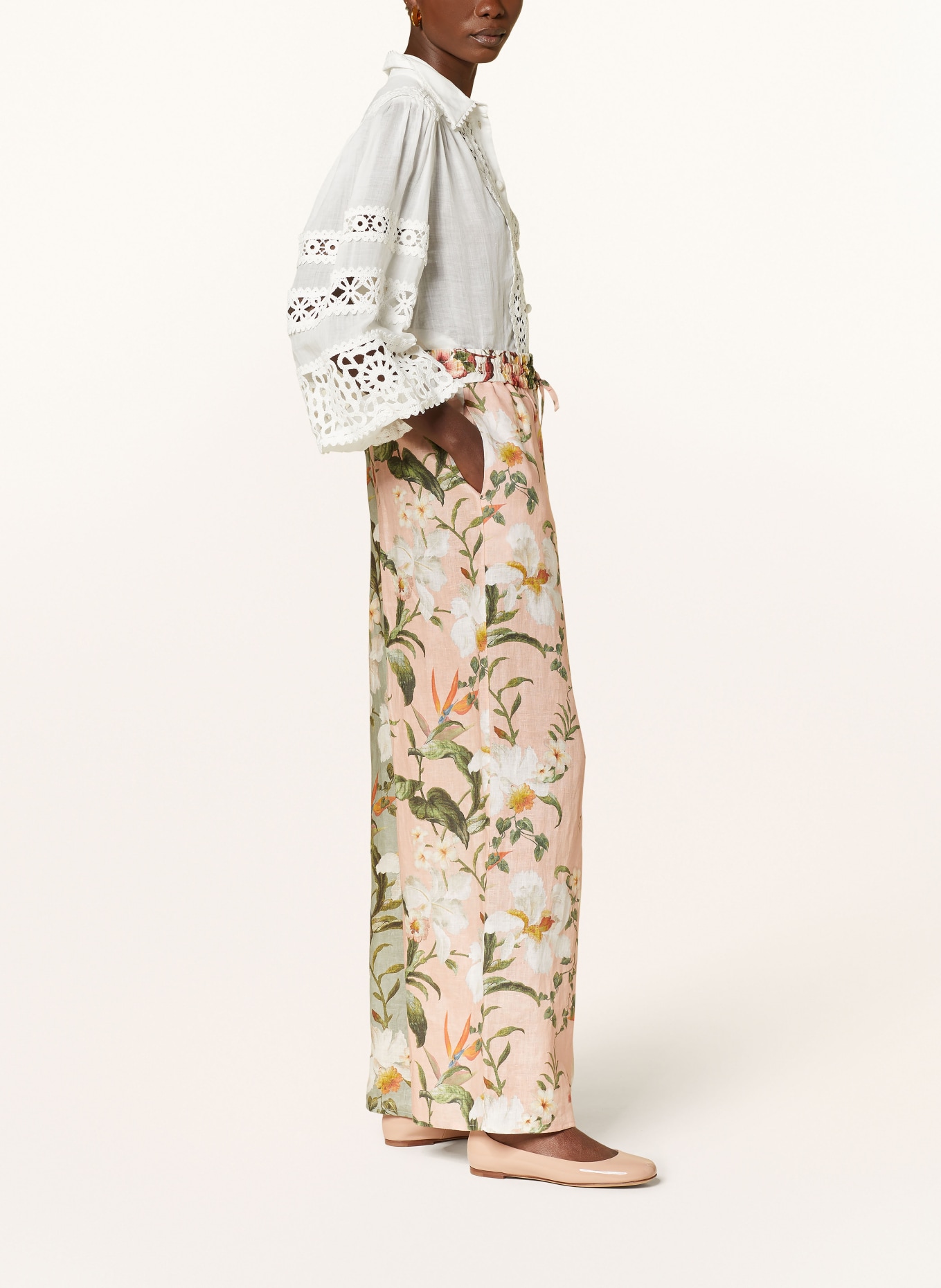 ZIMMERMANN Wide leg trousers LEXI made of linen, Color: GREEN/ PINK/ YELLOW (Image 4)