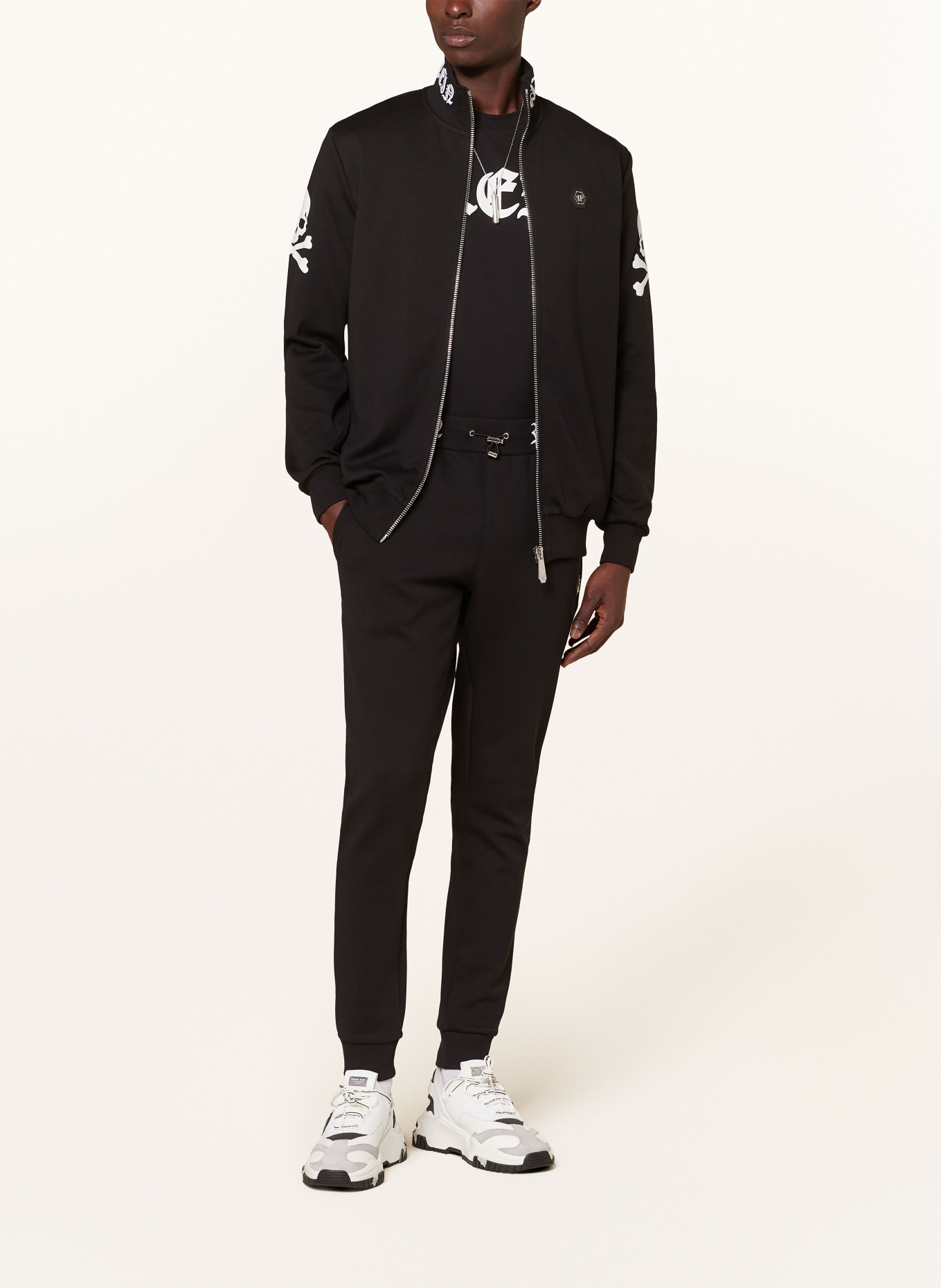 PHILIPP PLEIN Sweat jacket, Color: BLACK/ WHITE (Image 2)