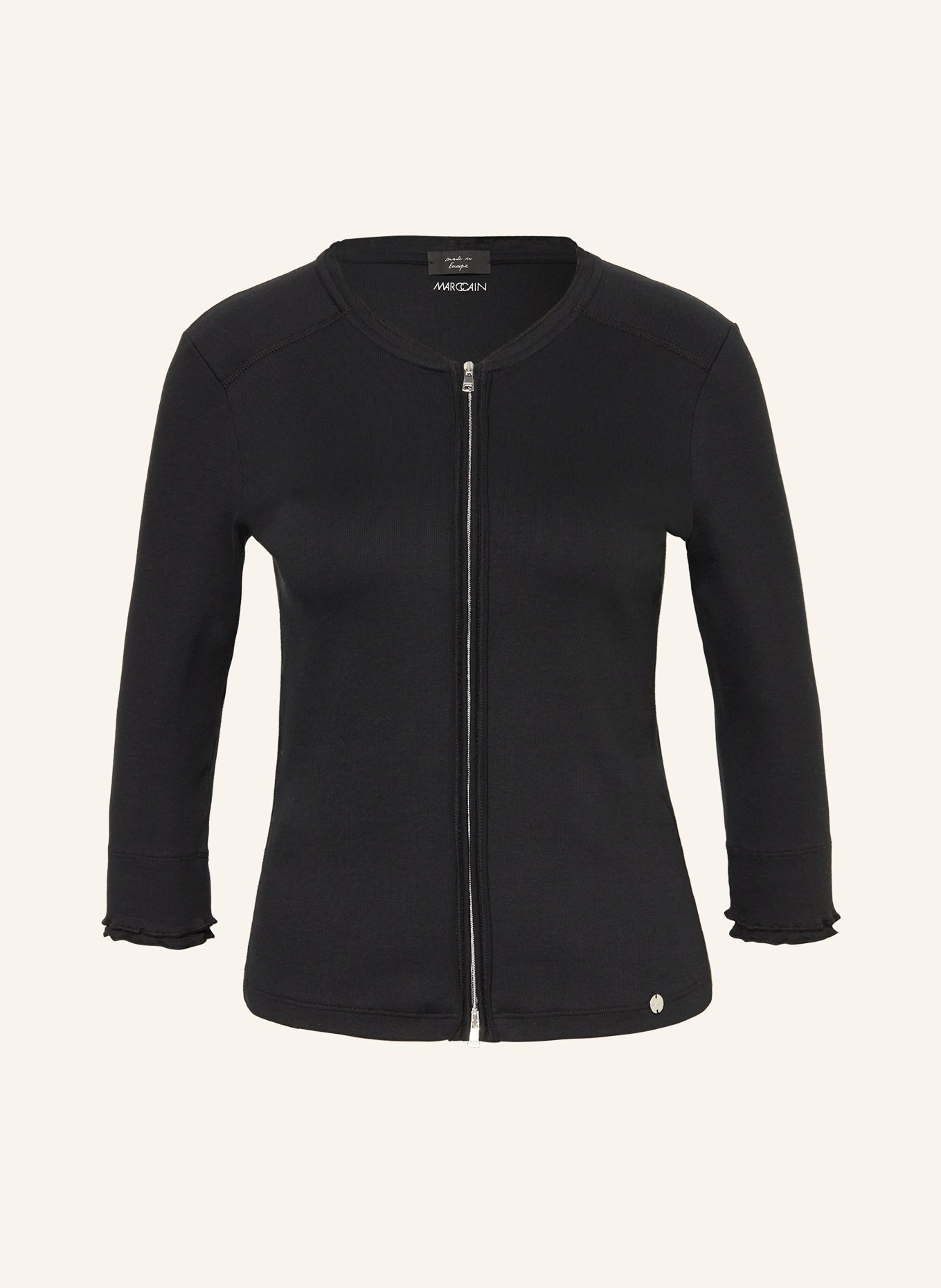 MARC CAIN Cardigan with 3/4 sleeves, Color: 900 BLACK (Image 1)