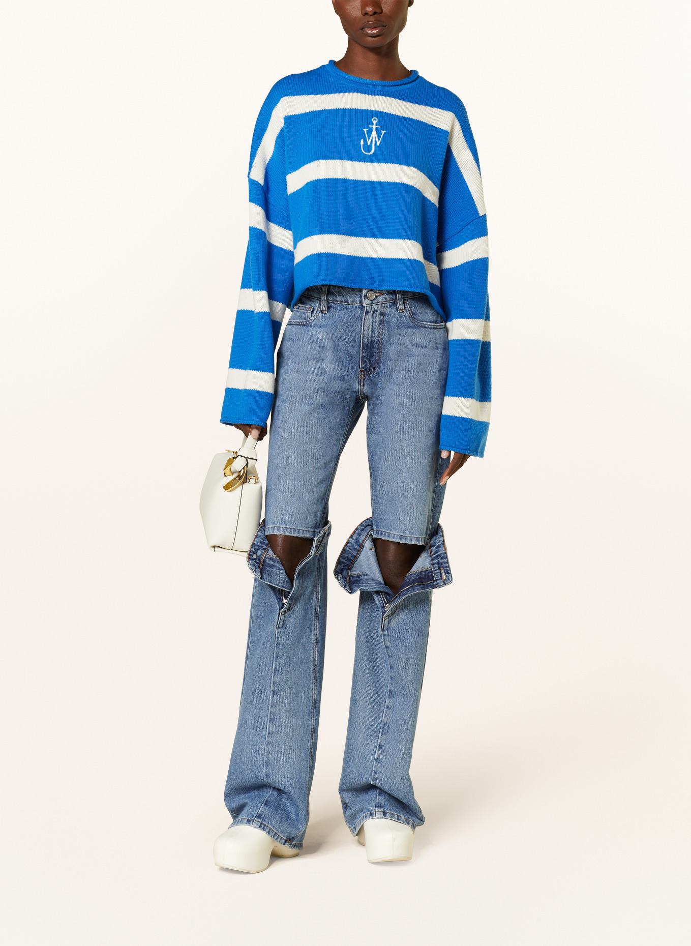 JW ANDERSON Cropped-Pullover, Farbe: BLAU/ WEISS (Bild 2)