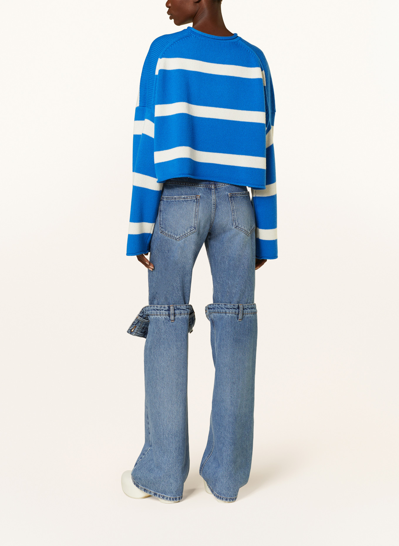 JW ANDERSON Cropped-Pullover, Farbe: BLAU/ WEISS (Bild 3)