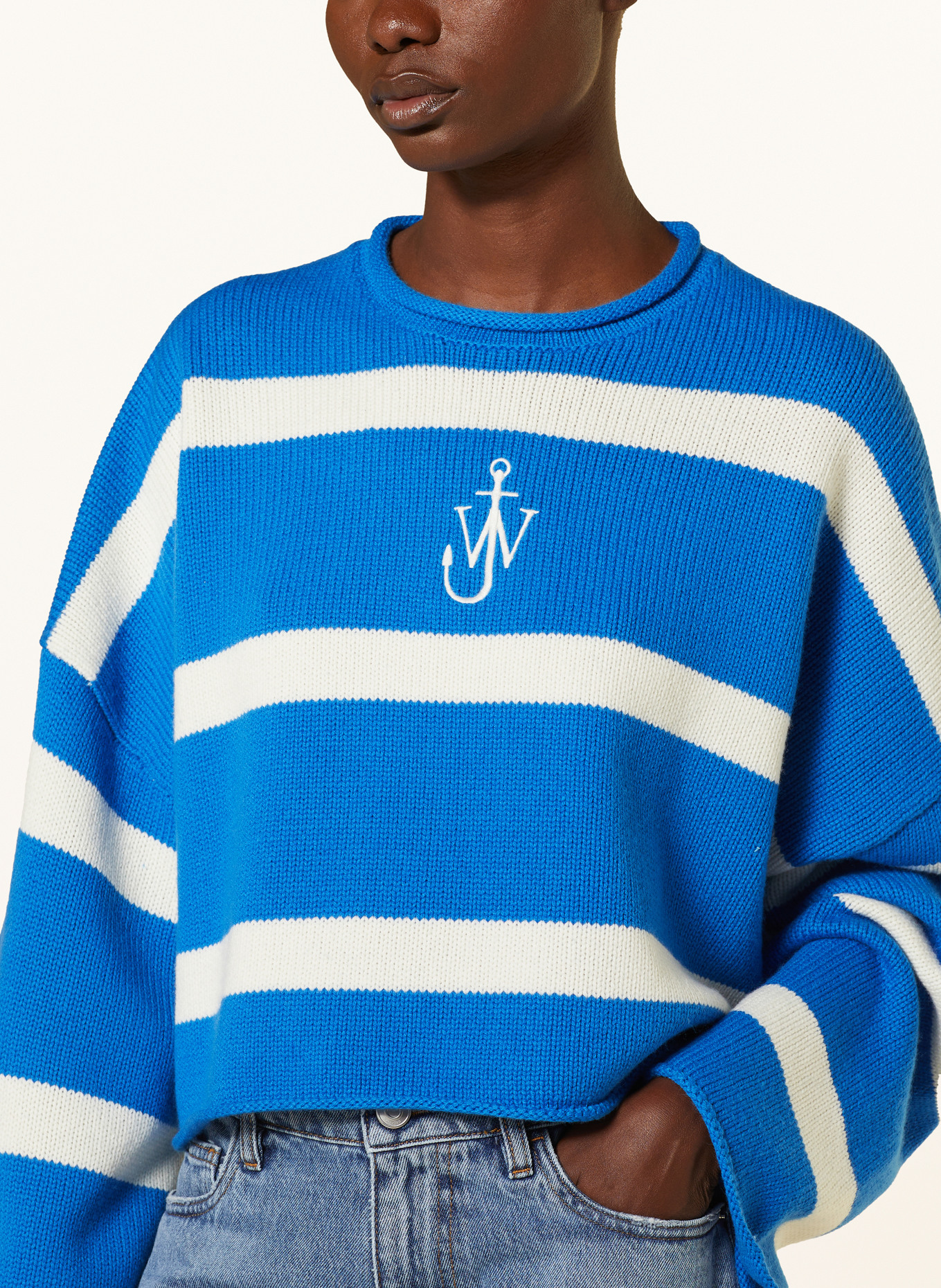 JW ANDERSON Cropped-Pullover, Farbe: BLAU/ WEISS (Bild 4)