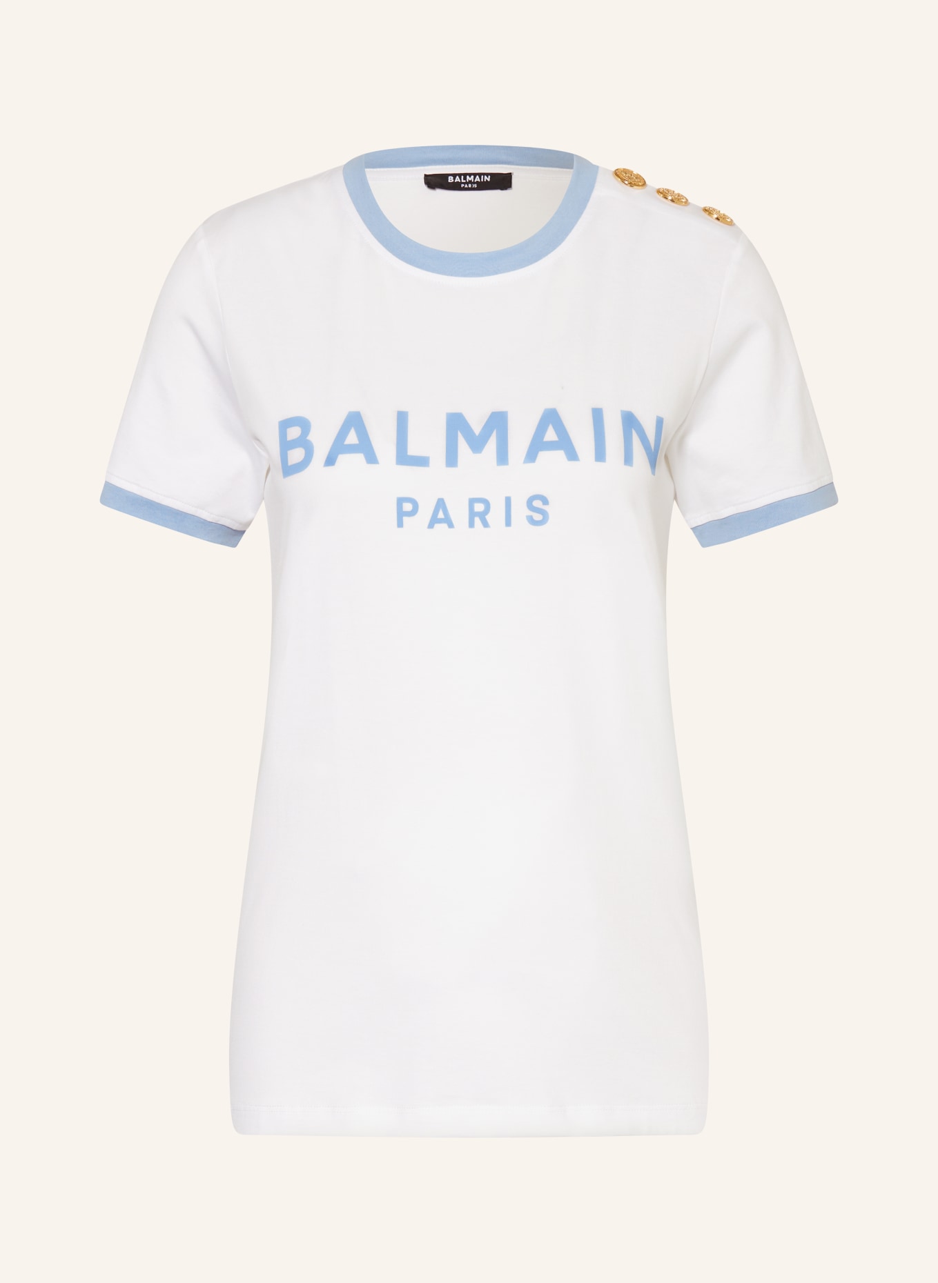 BALMAIN T-shirt, Kolor: BIAŁY/ JASNONIEBIESKI (Obrazek 1)