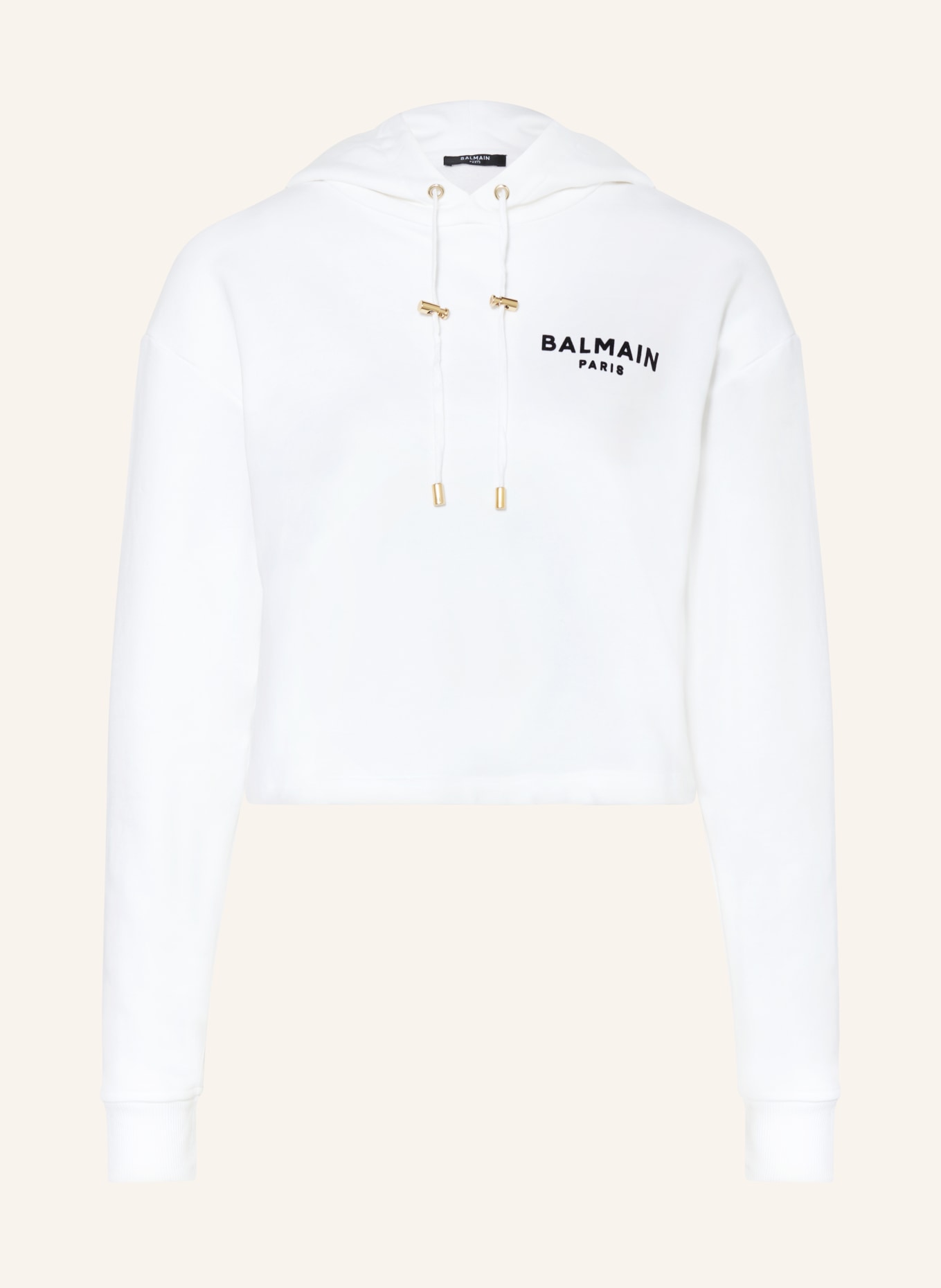 BALMAIN Cropped hoodie, Color: WHITE/ BLACK (Image 1)